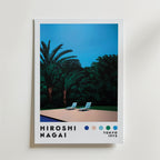 Mockup av Hiroshi Nagai Poolside affisch på vägg – köp enkelt hos Bozetto i hög kvalitet
