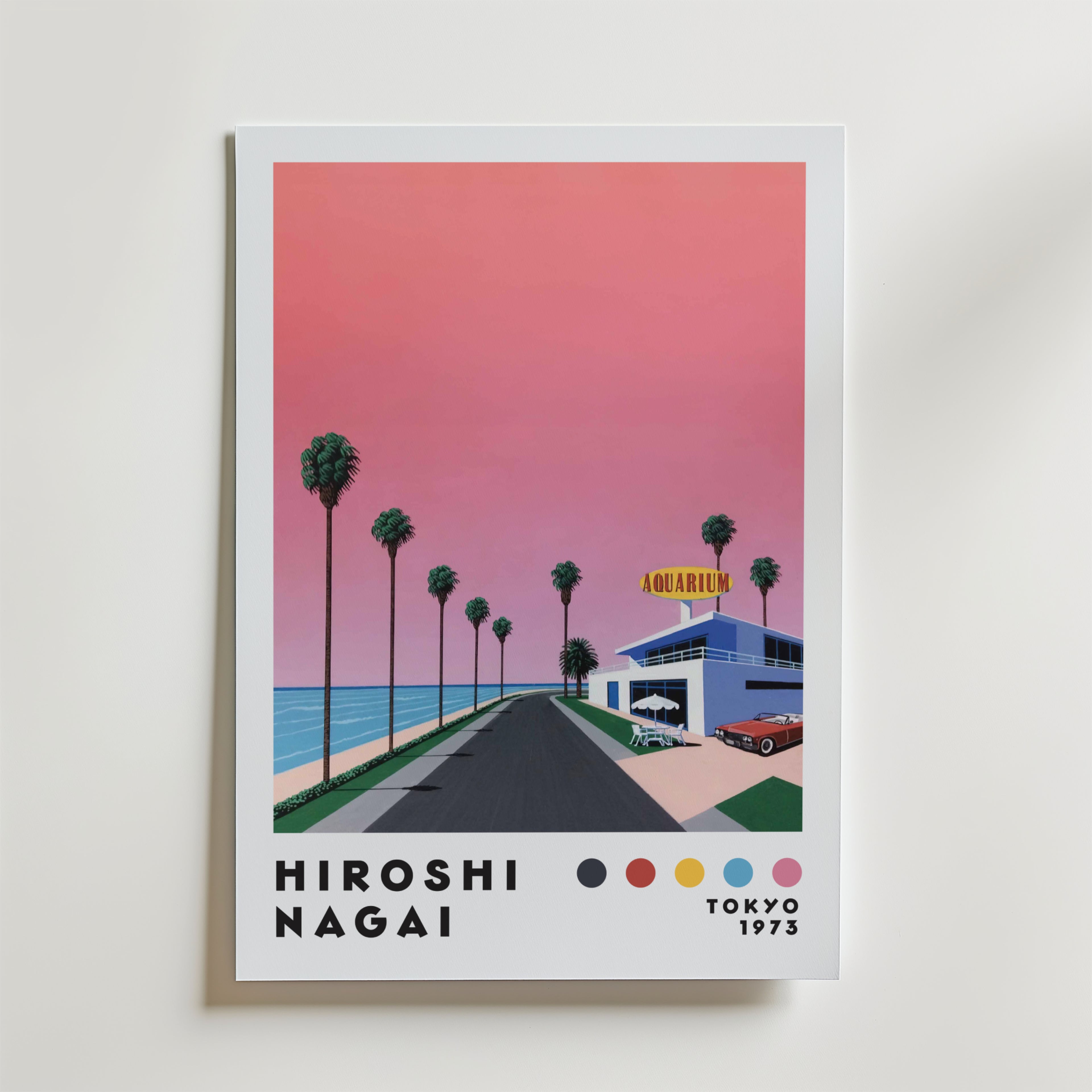 Mockup av Hiroshi Nagai Sunset Coast affisch på vägg – köp enkelt hos Bozetto i hög kvalitet