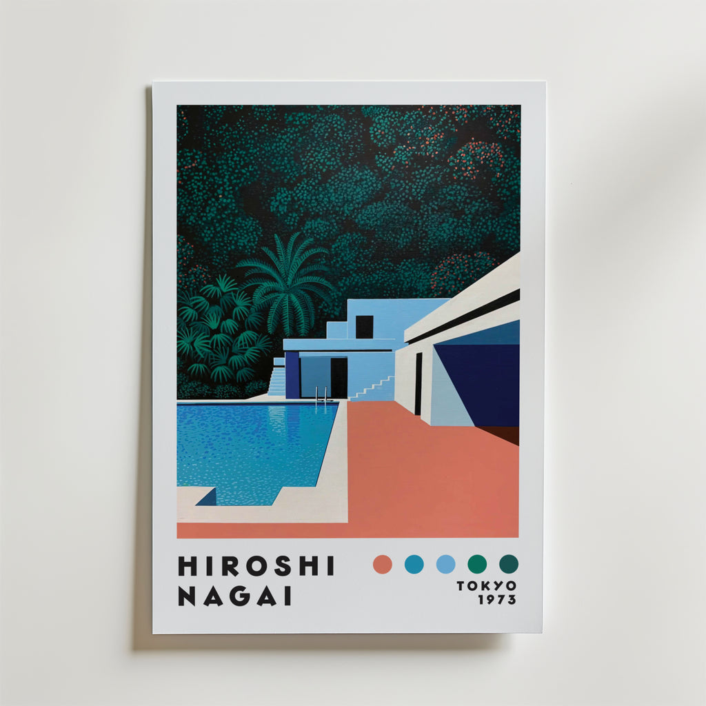 Mockup av Hiroshi Nagai Jungle Retreat affisch på vägg – köp enkelt hos Bozetto i hög kvalitet