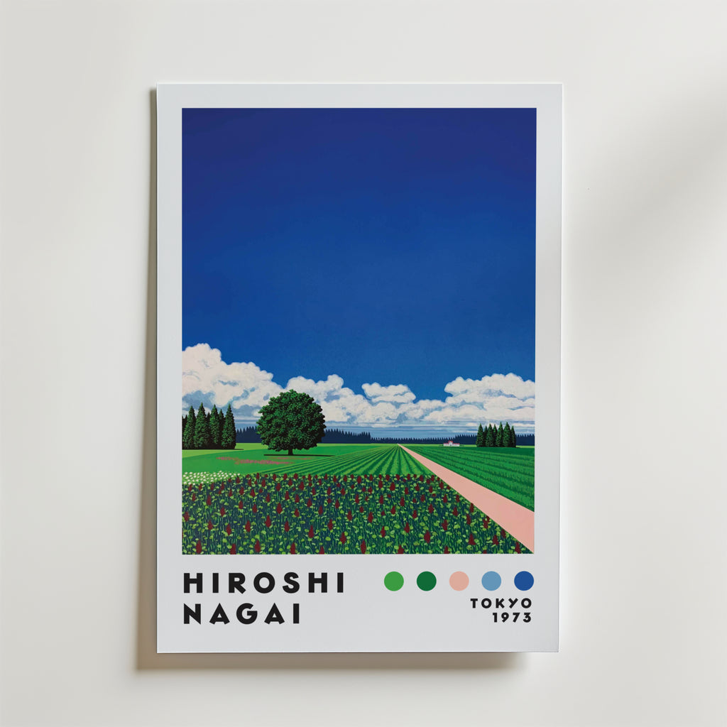 Mockup av Hiroshi Nagai Floral Horizon affisch på vägg – köp enkelt hos Bozetto i hög kvalitet