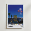 Mockup av Hiroshi Nagai Fireworks affisch på vägg – köp enkelt hos Bozetto i hög kvalitet