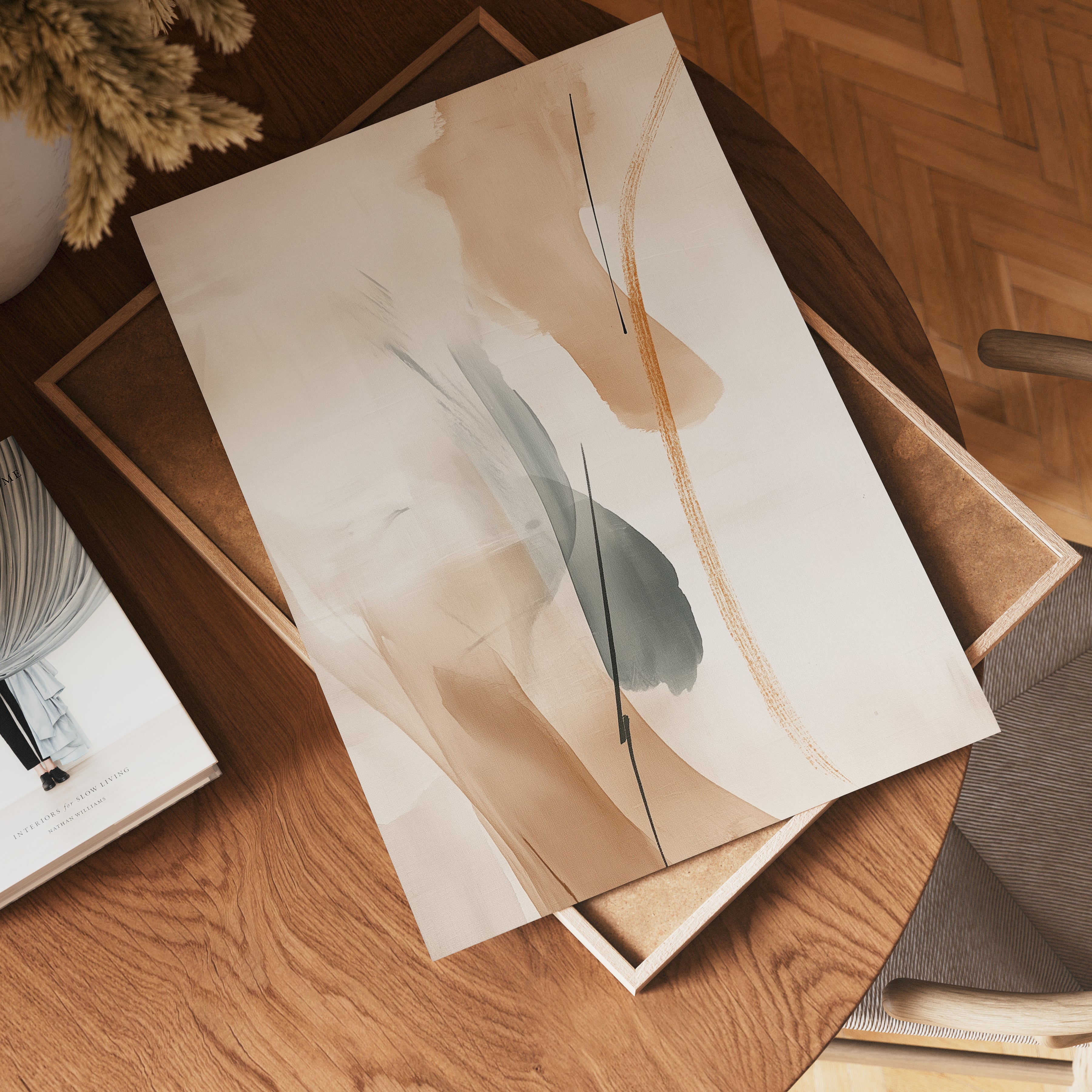 Golden Abstract Flow poster visad rakt fram – Bozetto affisch i hög tryckkvalitet