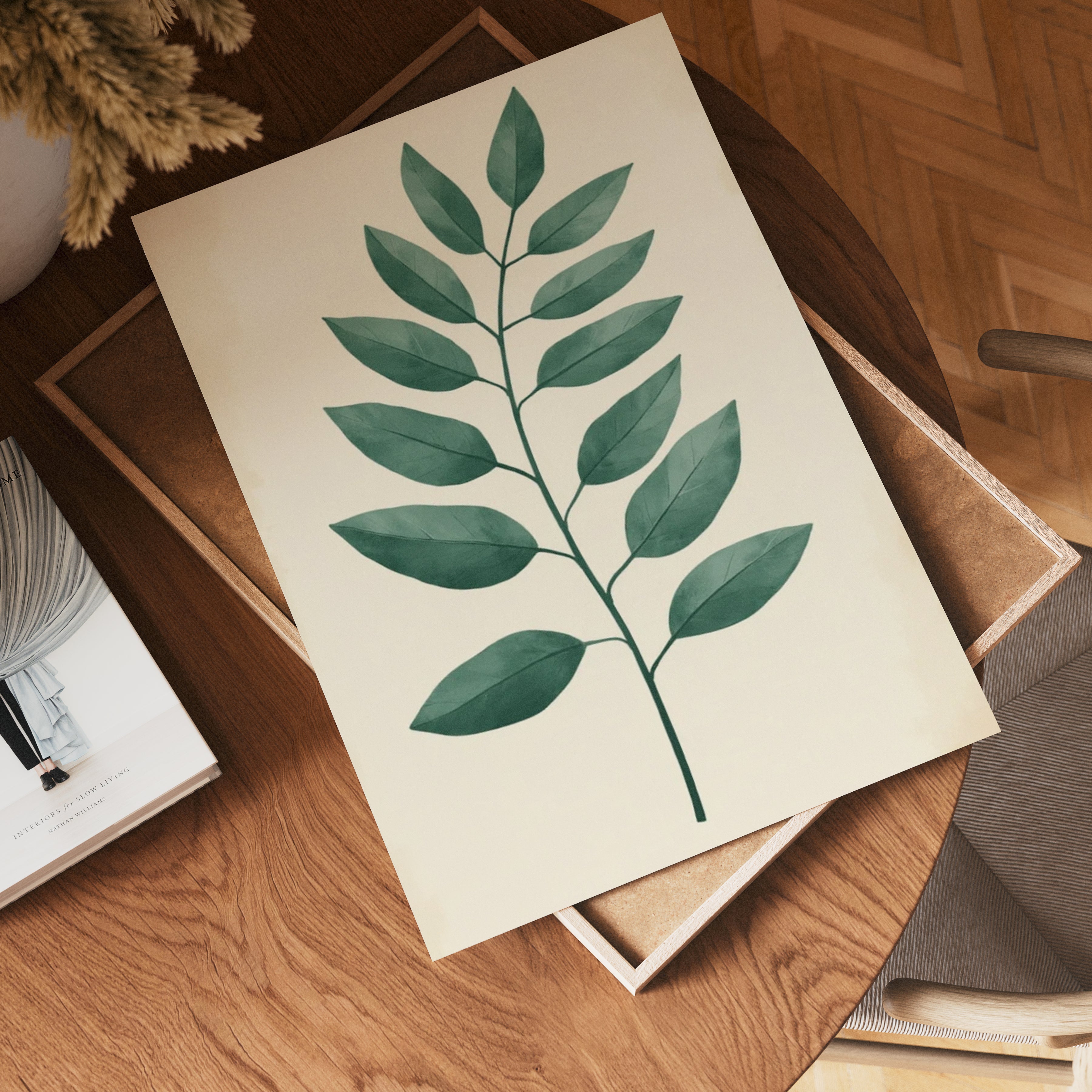 Single Green Leaf poster visad rakt fram – Bozetto affisch i hög tryckkvalitet i hög tryckkvalitet