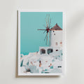 Santorini Windmill – stilfullt konsttryck från Bozetto, tryckt på matt finpapper