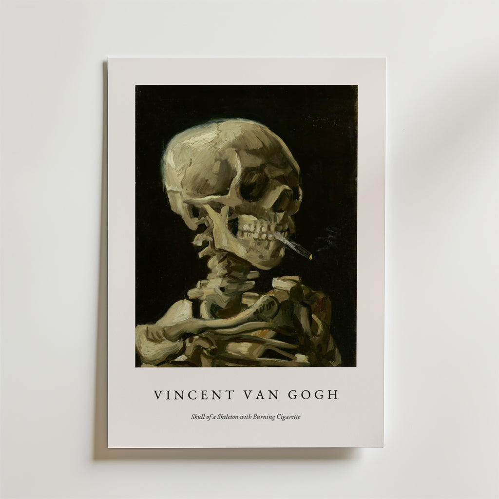 Van Gogh Skeleton With Burning affisch på neutral bakgrund – poster från Bozetto