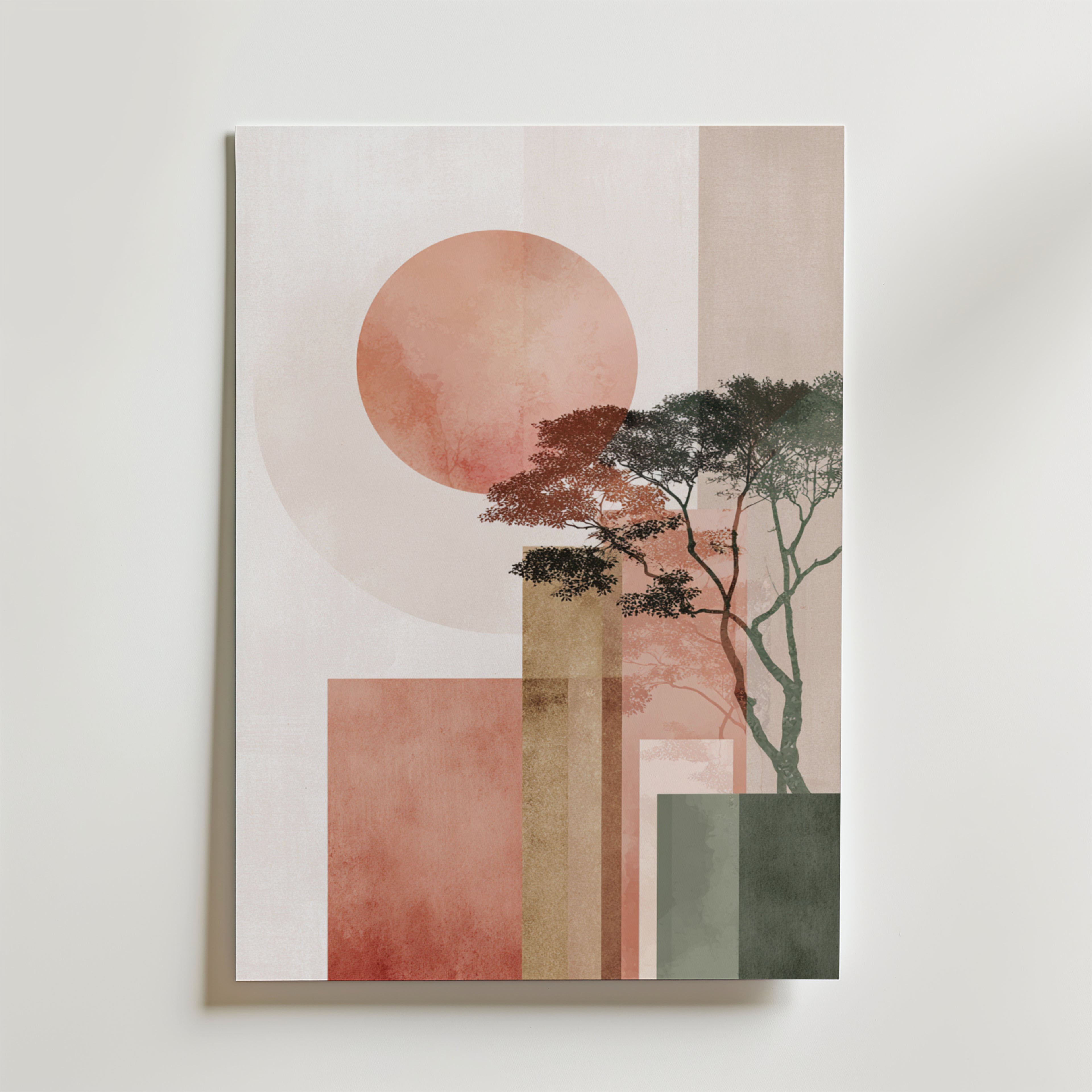 Silent Sun Geometry – stilfullt konsttryck från Bozetto, tryckt på matt finpapper