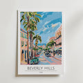 Beverly Hills Palm Drive – stilfullt konsttryck från Bozetto, tryckt på matt finpapper