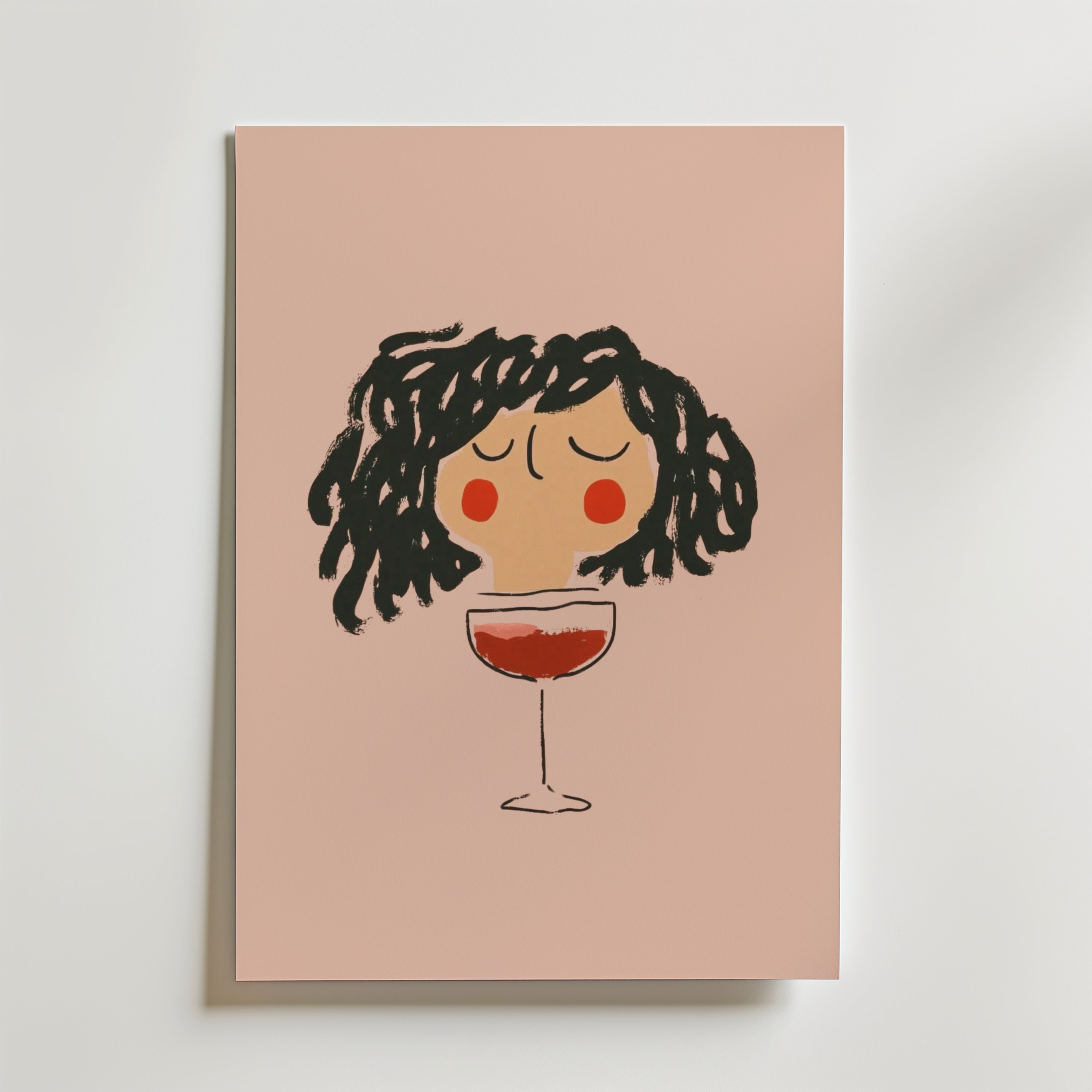 Curly Wine Mood – stilfullt konsttryck från Bozetto, tryckt på matt finpapper i hög tryckkvalitet