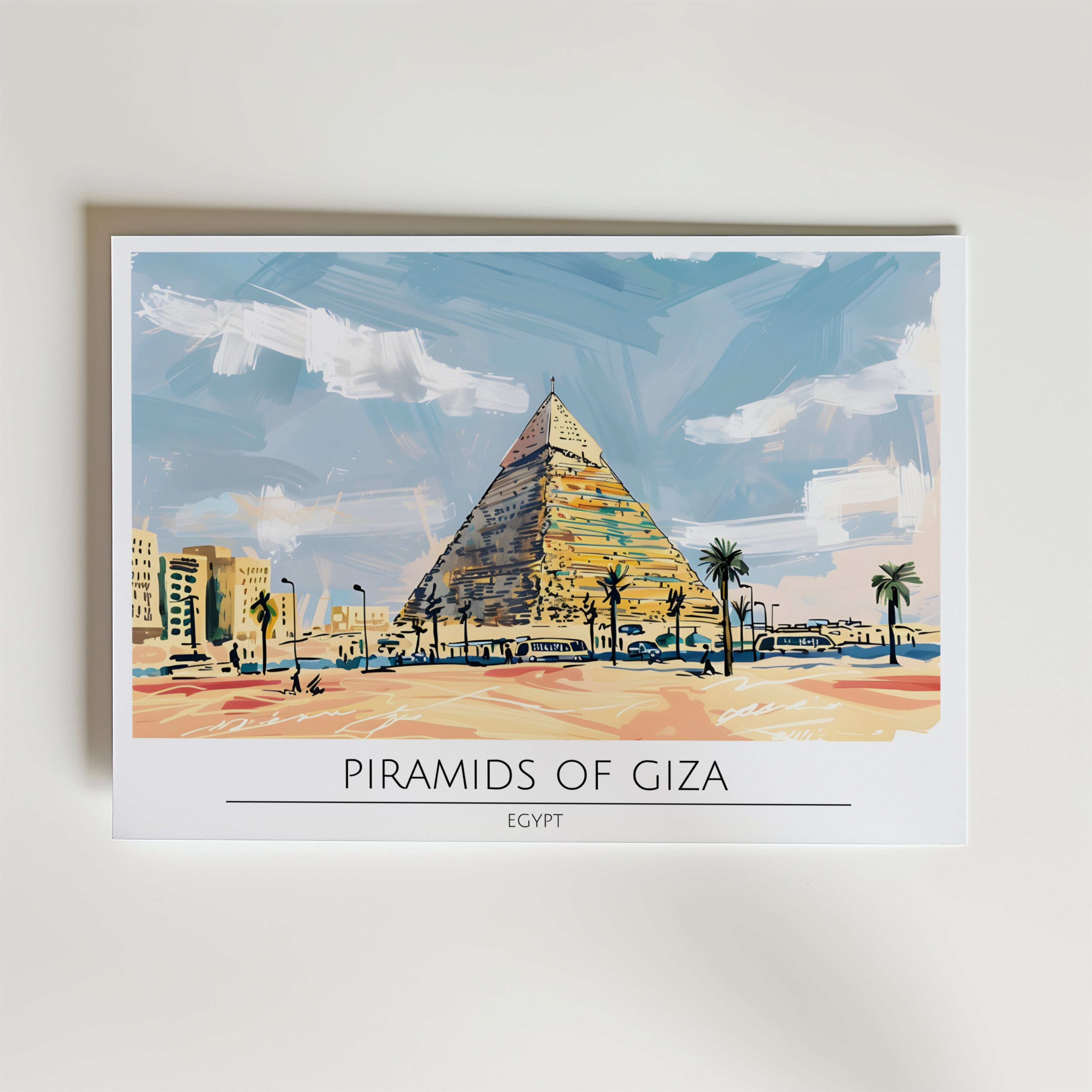 Pyramids of Giza – stilfullt konsttryck från Bozetto, tryckt på matt finpapper i hög tryckkvalitet