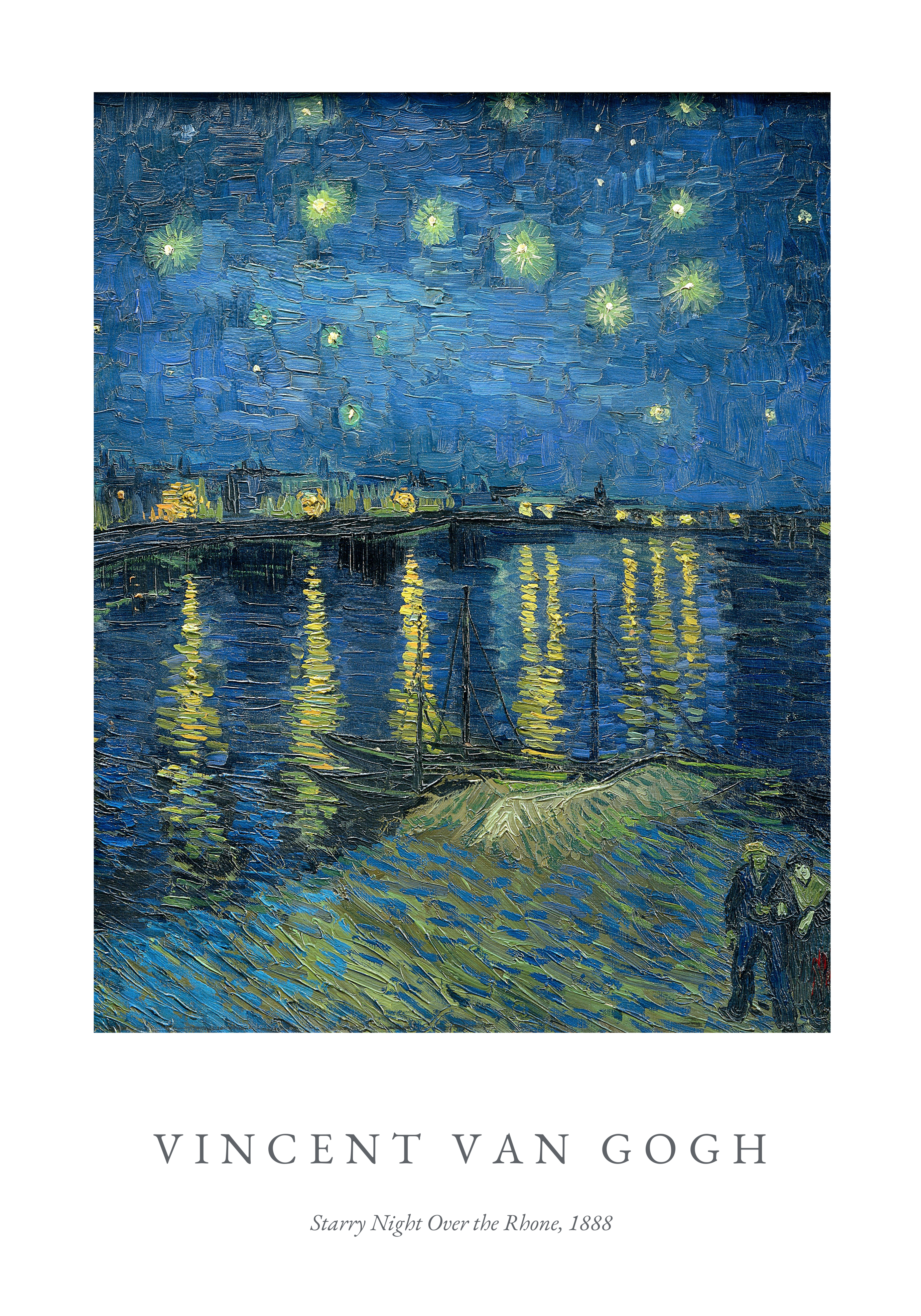 Van Gogh Starry Night Over Rhone – stilfullt konsttryck från Bozetto, tryckt på matt finpapper