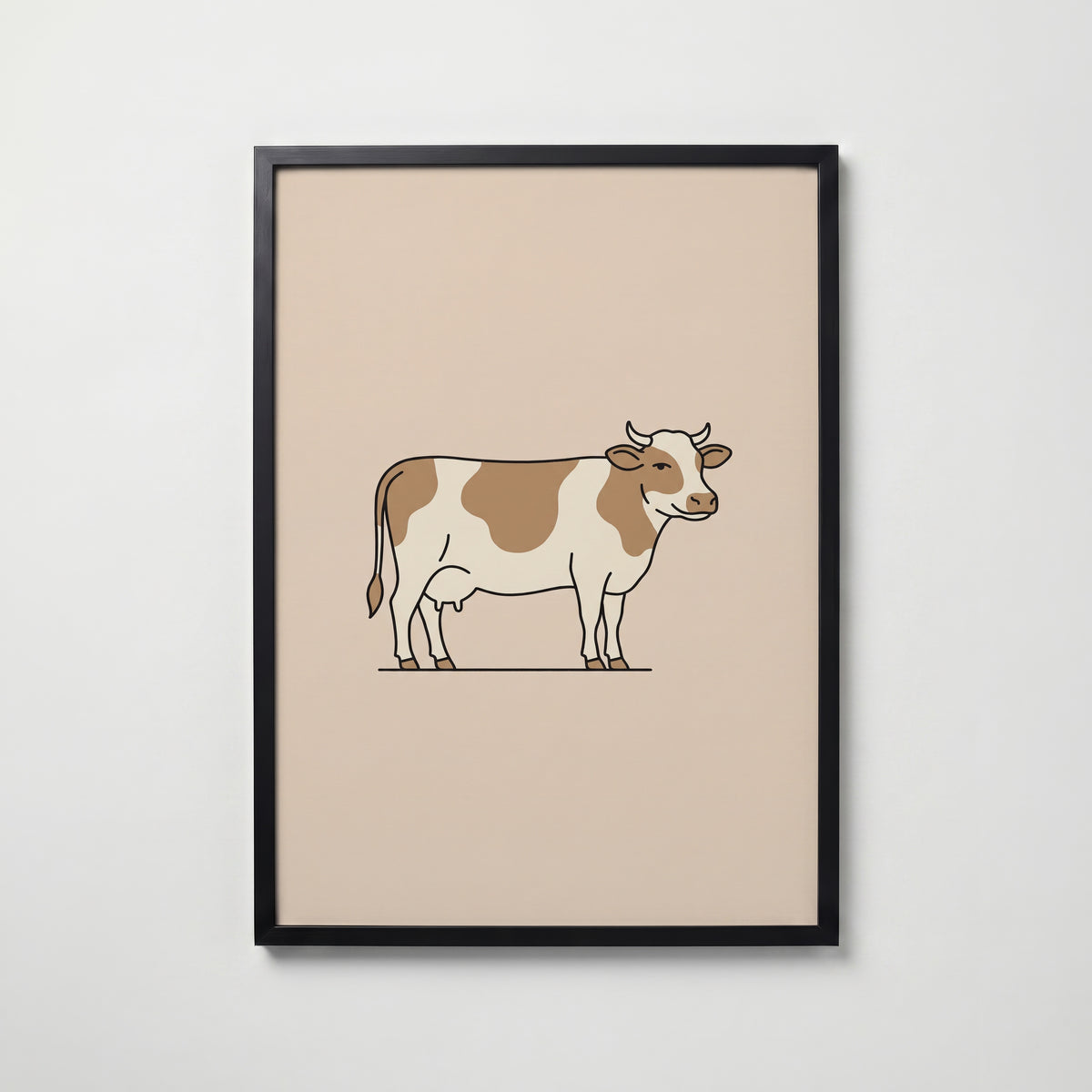 Bathroom Cow Poster – svart ram