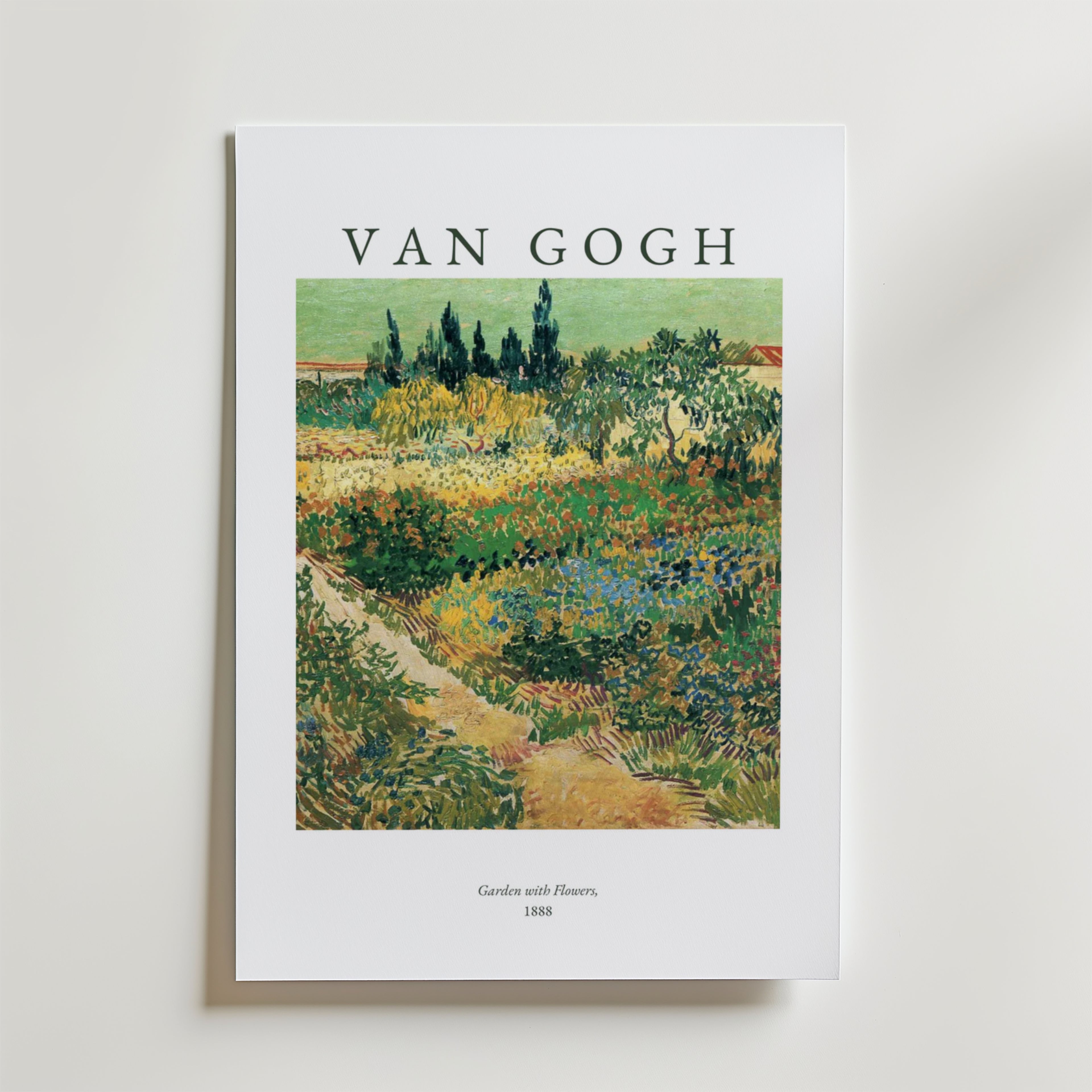 Van Gogh Garden With Flowers – stilfullt konsttryck från Bozetto, tryckt på matt finpapper