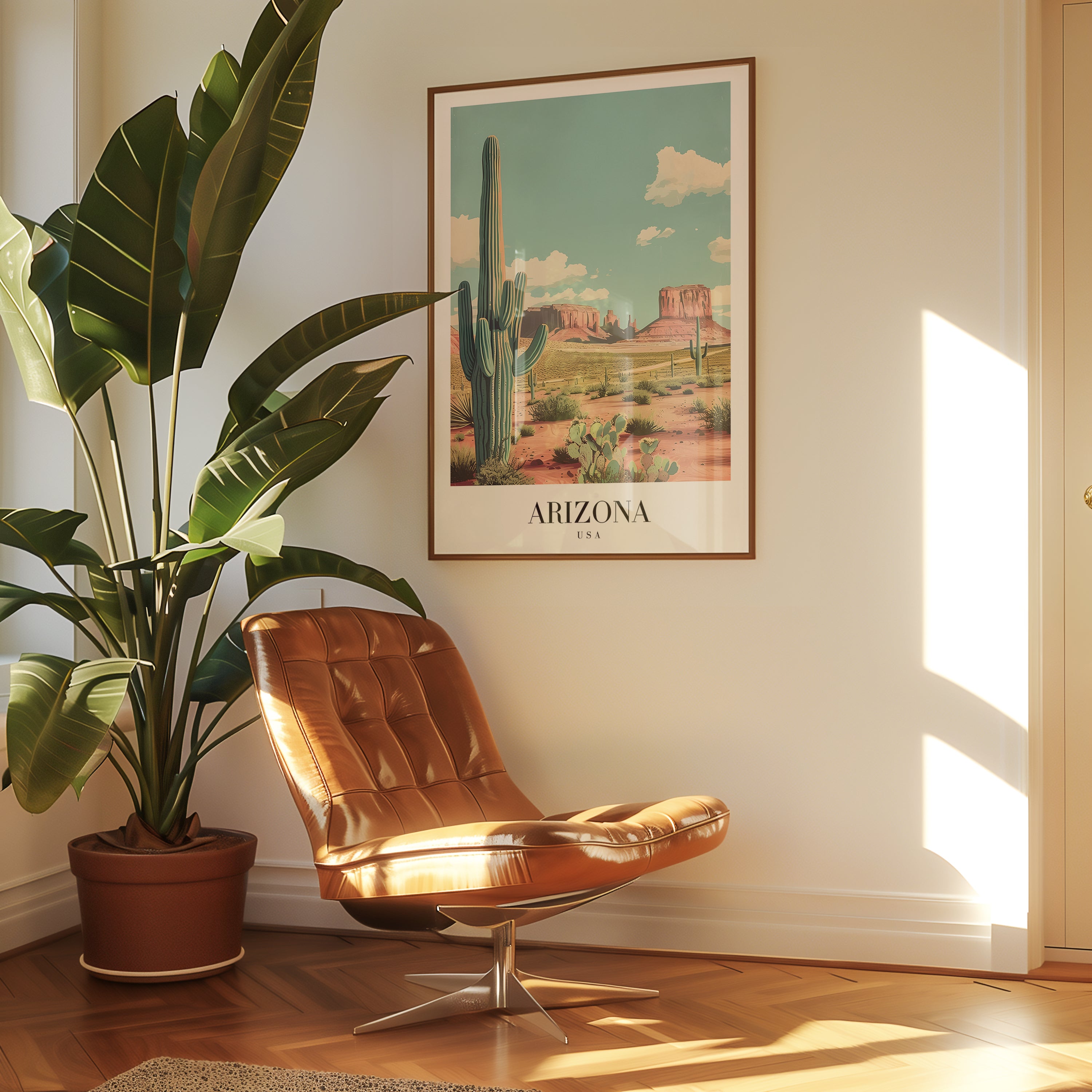 Mockup av Echoes Of Arizona affisch på vägg – köp enkelt hos Bozetto i hög kvalitet