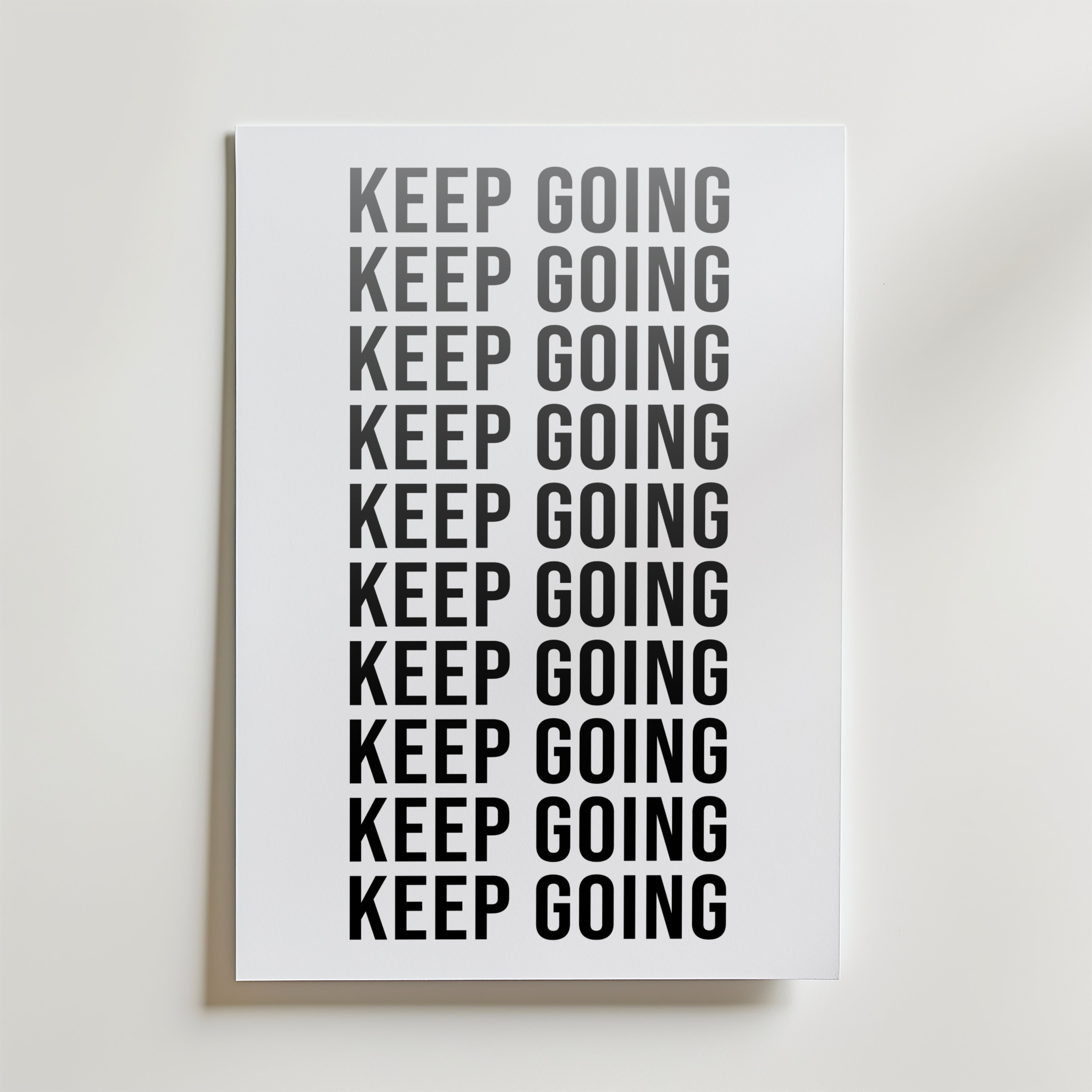 Storleksjämförelse för Keep Going Repetition affisch – Bozetto erbjuder flera format