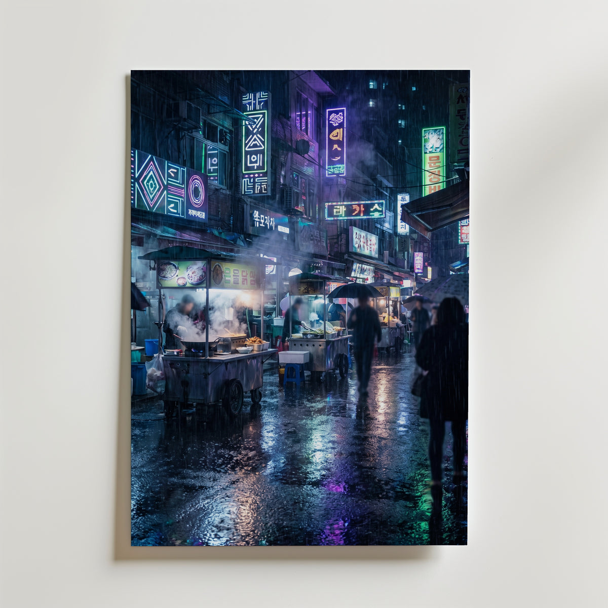 Neon Night Market Poster – canvas utan passepartout