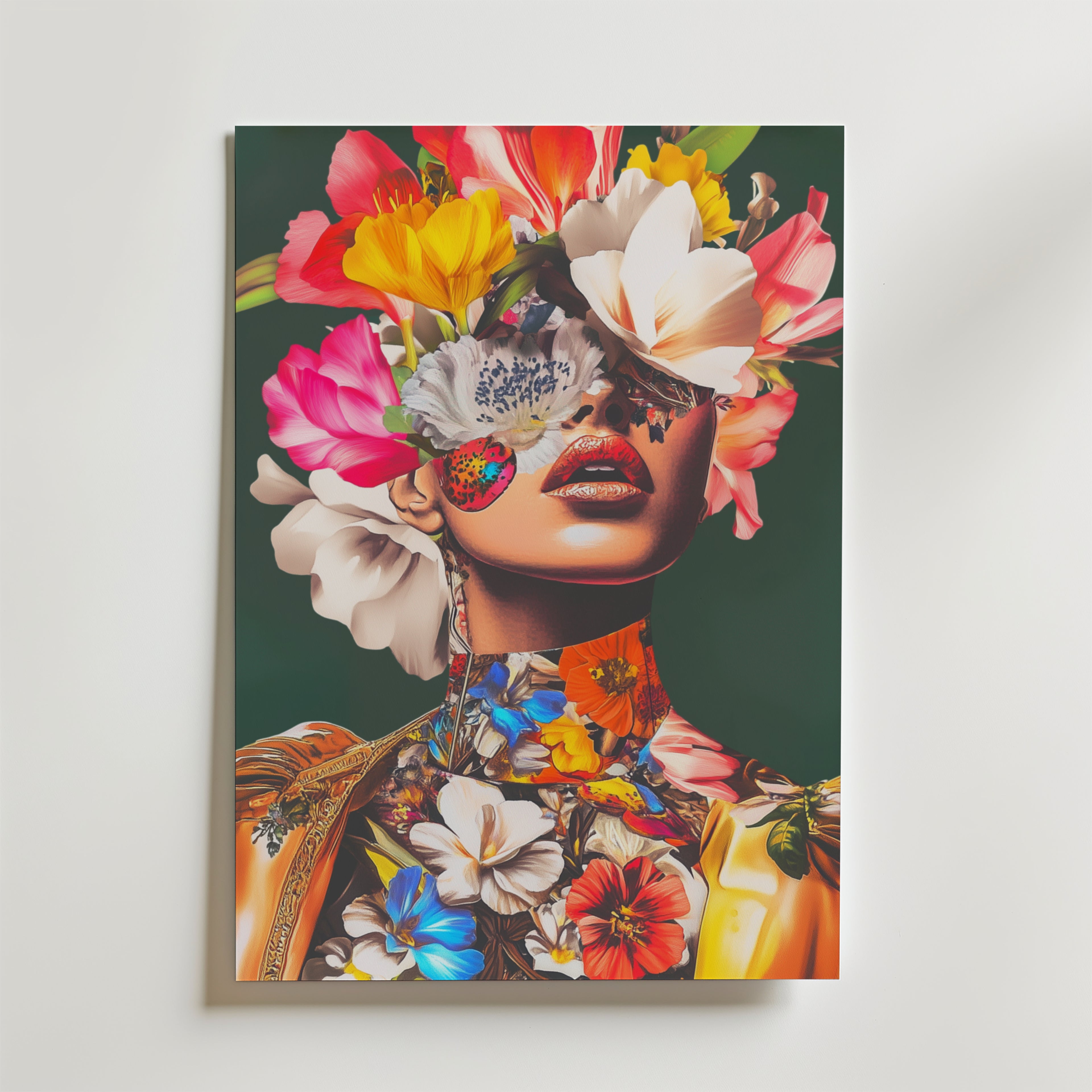 Floral Mask Portrait – stilfullt konsttryck från Bozetto, tryckt på matt finpapper