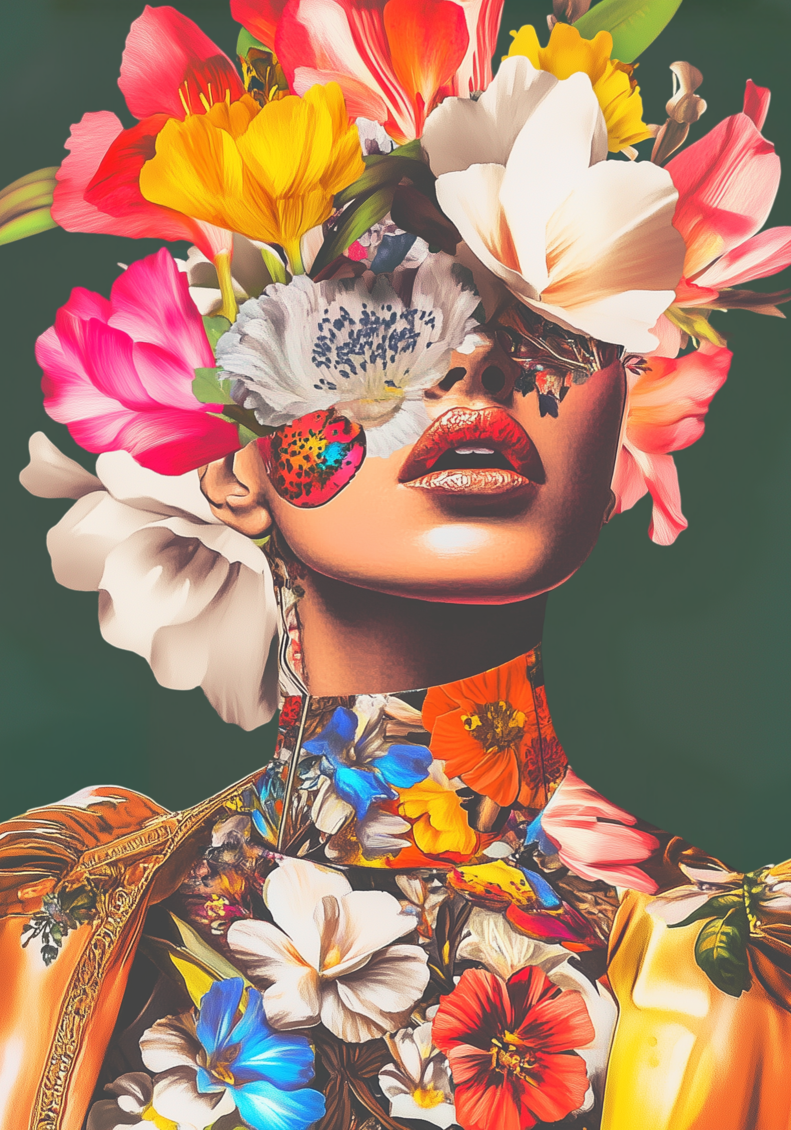 Floral Mask Portrait – affisch med snyggt motiv, köp enkelt hos Bozetto i flera storlekar