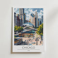 Chicago City Reflections – stilfullt konsttryck från Bozetto, tryckt på matt finpapper