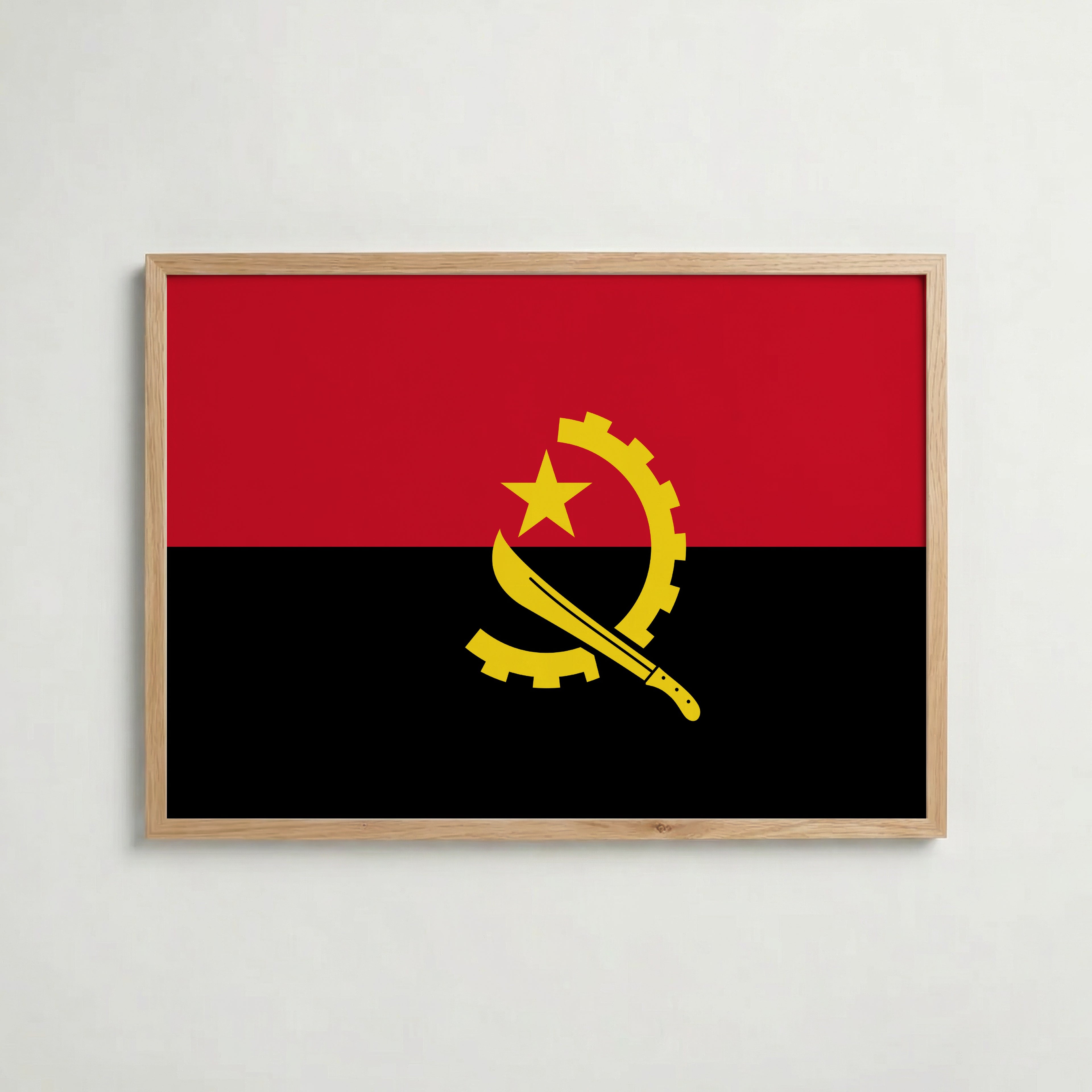 Angola National Flag Poster i ekram – inramad konsttryck för stilren inredning hos Bozetto