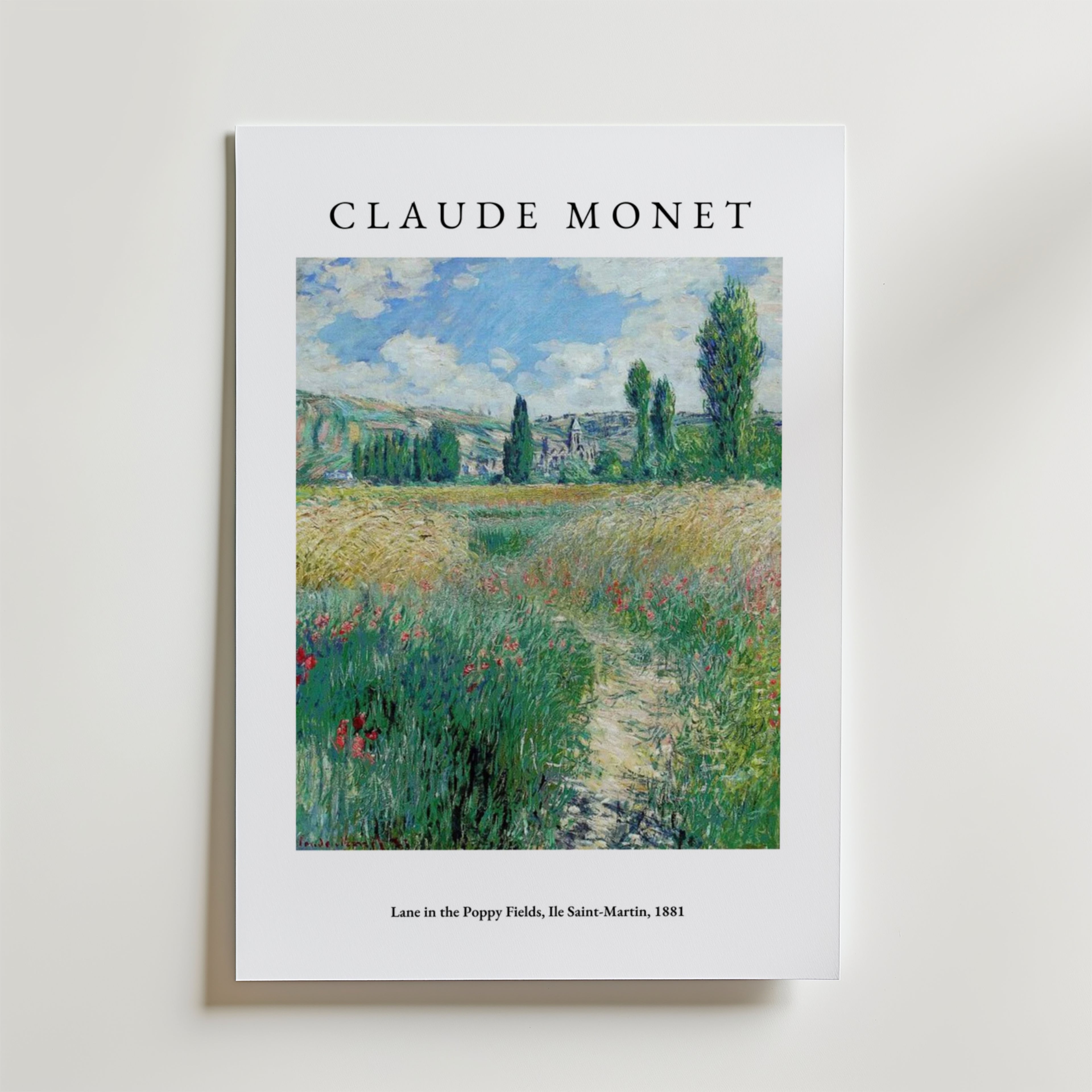 Claude Monet Lane In The Poppy affisch på neutral bakgrund – poster från Bozetto