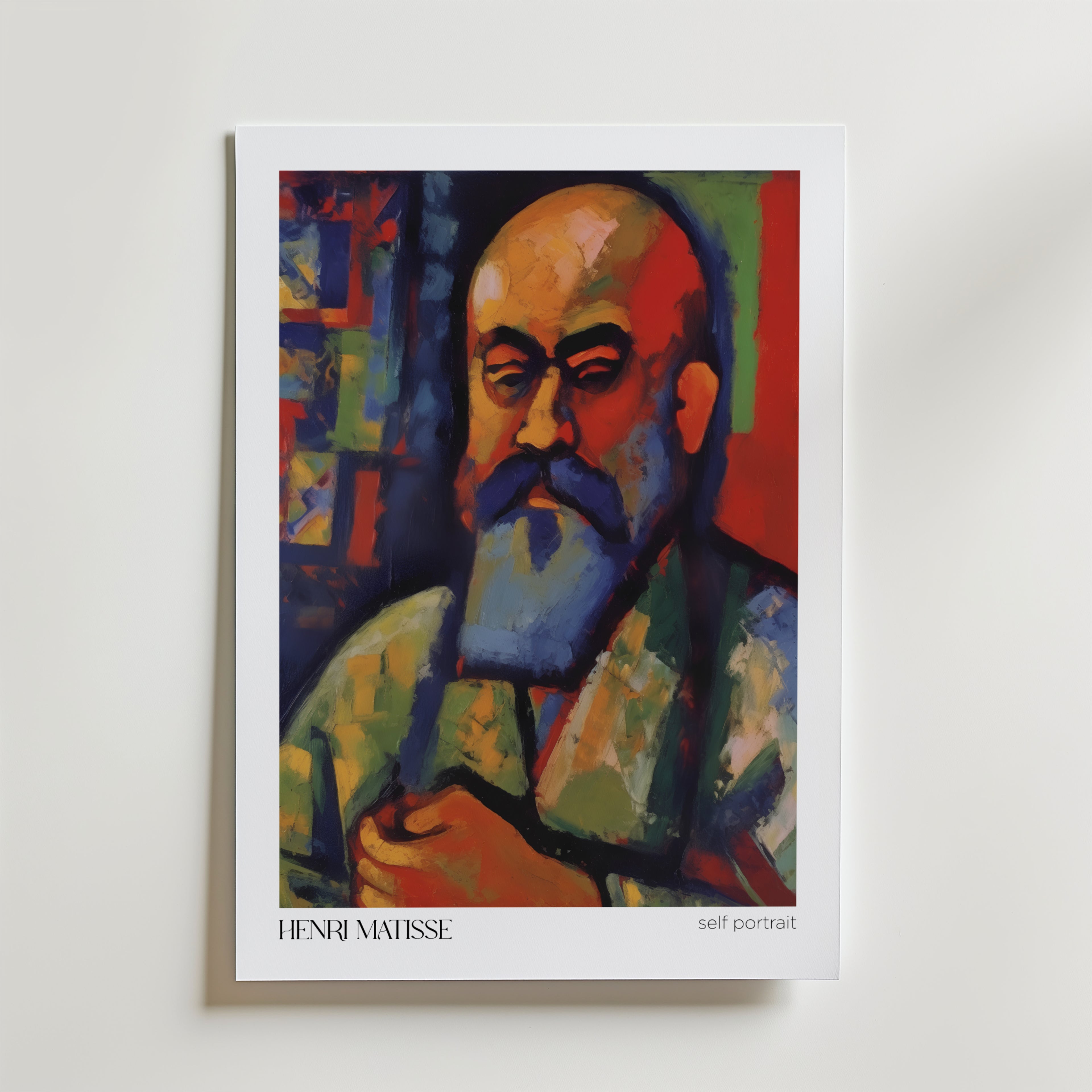 Self Portrait in Red & Blue – stilfullt konsttryck från Bozetto, tryckt på matt finpapper