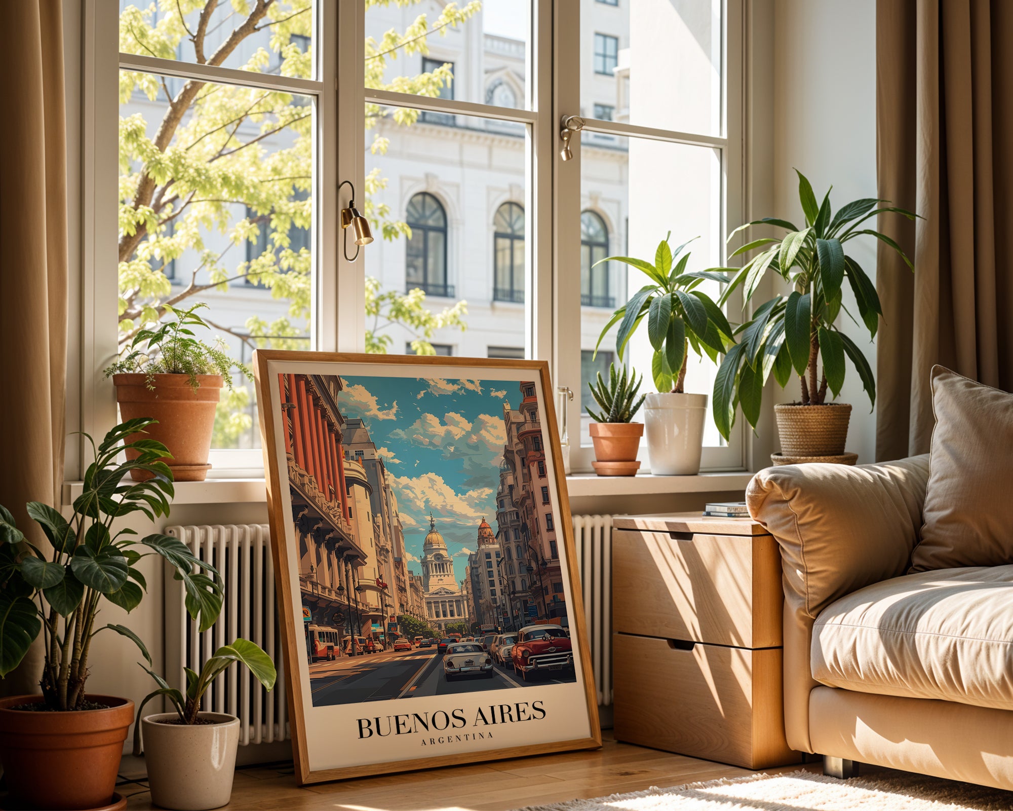 Väggmockup med Where Time Walks In Buenos – köp enkelt hos Bozetto affisch i hög kvalitet