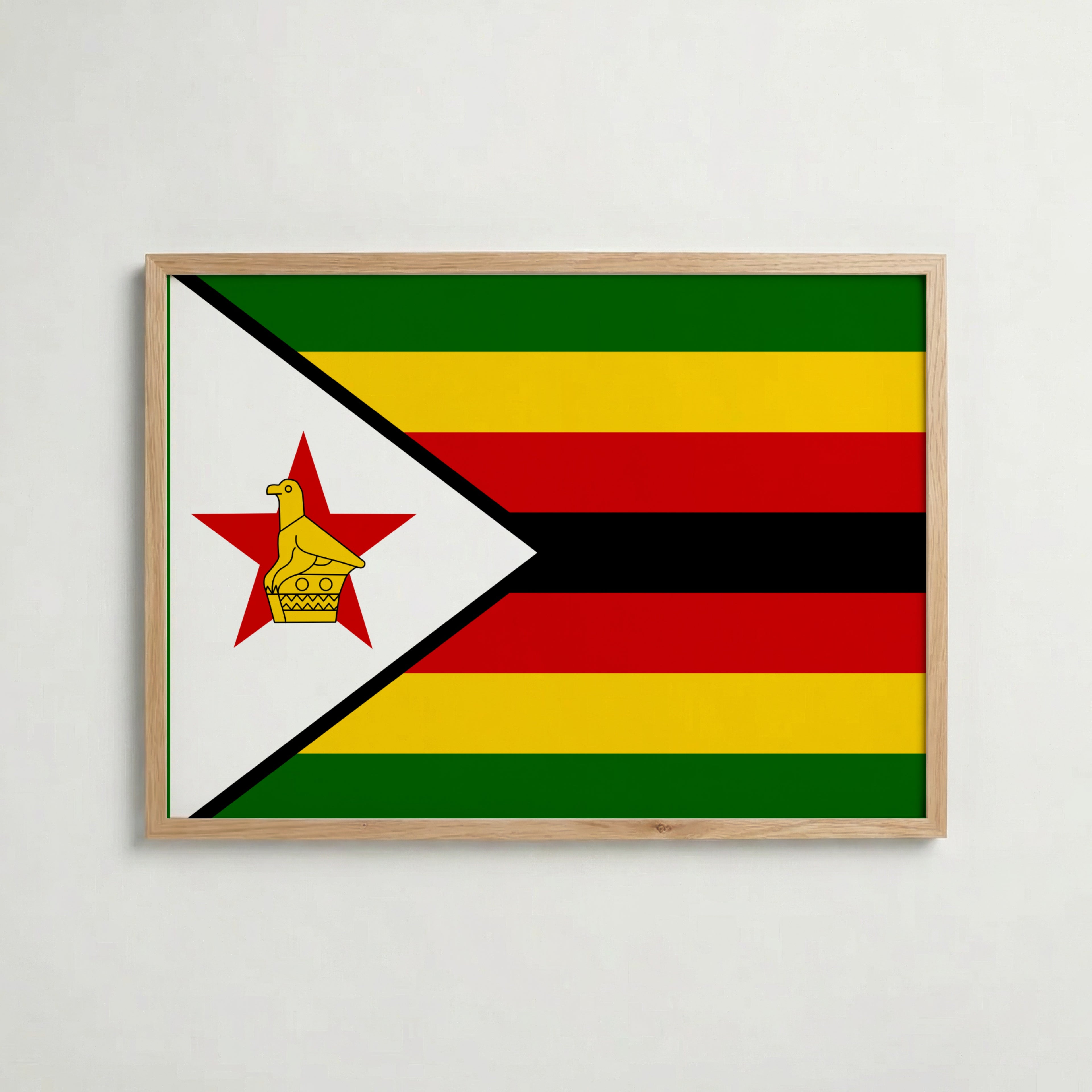 Zimbabwe National Flag Poster i ekram – inramad konsttryck för stilren inredning hos Bozetto