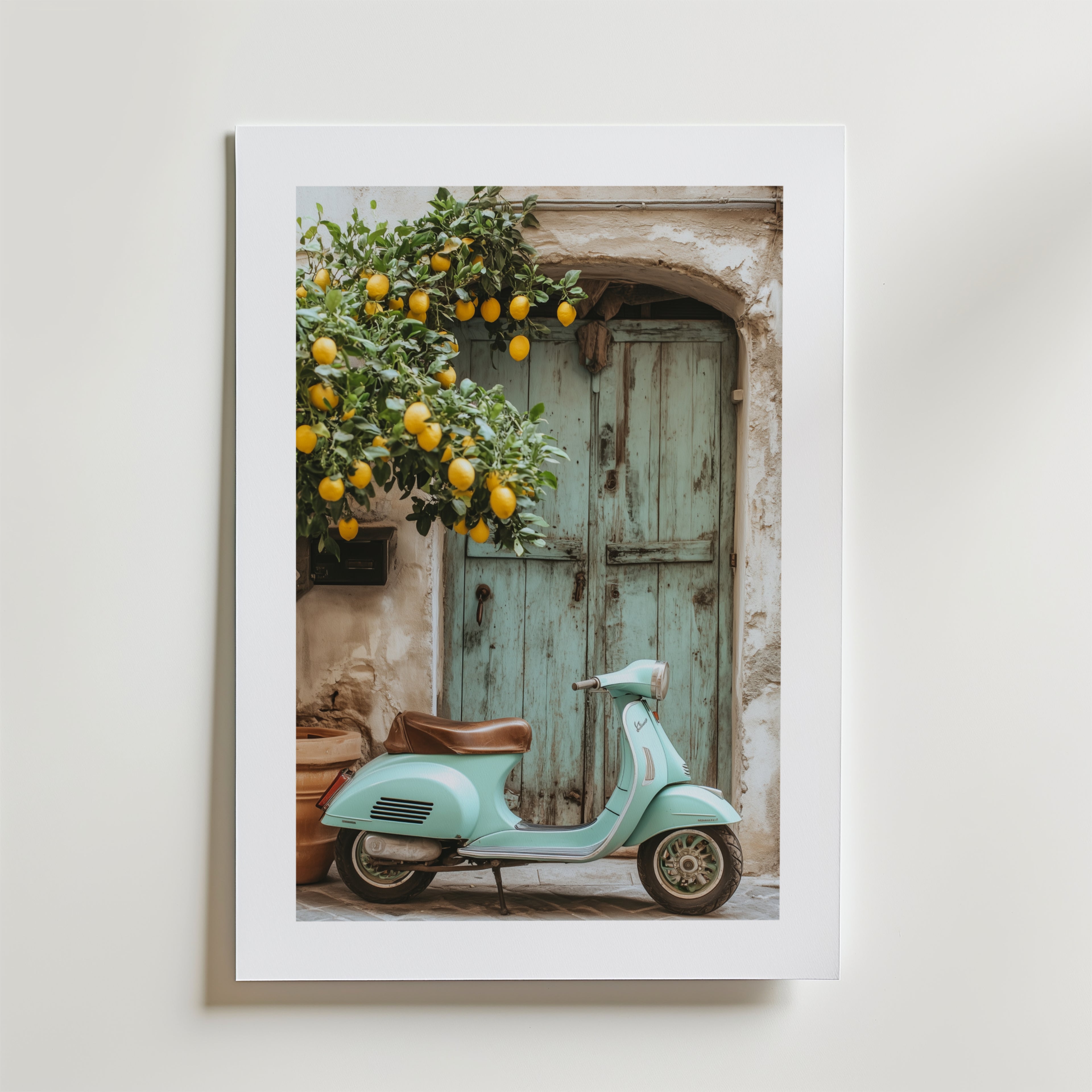 Italian Vespa – stilfullt konsttryck från Bozetto, tryckt på matt finpapper i hög tryckkvalitet