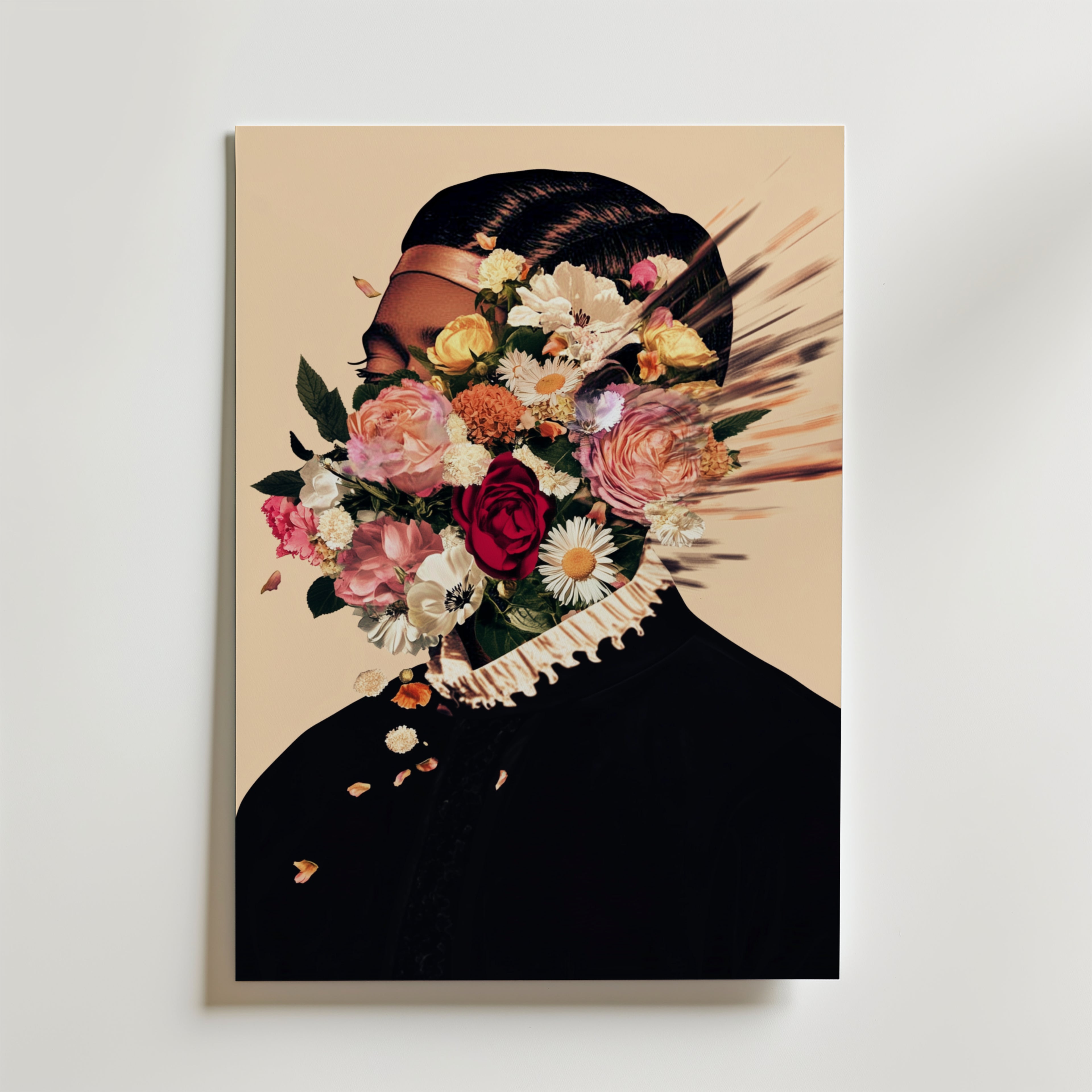 Floral Explosion Portrait – stilfullt konsttryck från Bozetto, tryckt på matt finpapper