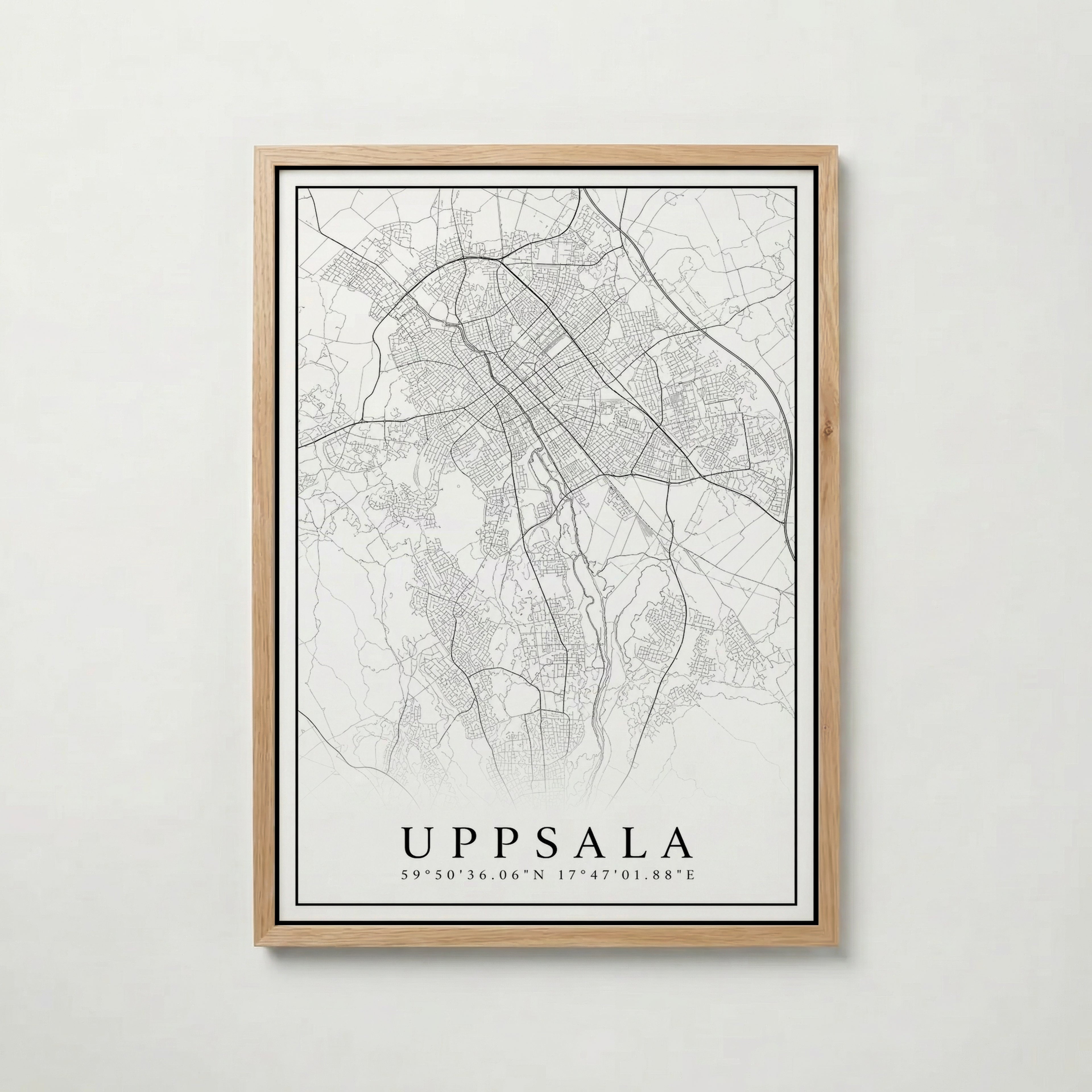 Uppsala Karta poster i flera storlekar – jämför mått och välj rätt hos Bozetto i hög tryckkvalitet