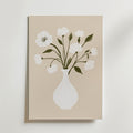 Minimalist Floral White Vase – stilfullt konsttryck från Bozetto, tryckt på matt finpapper