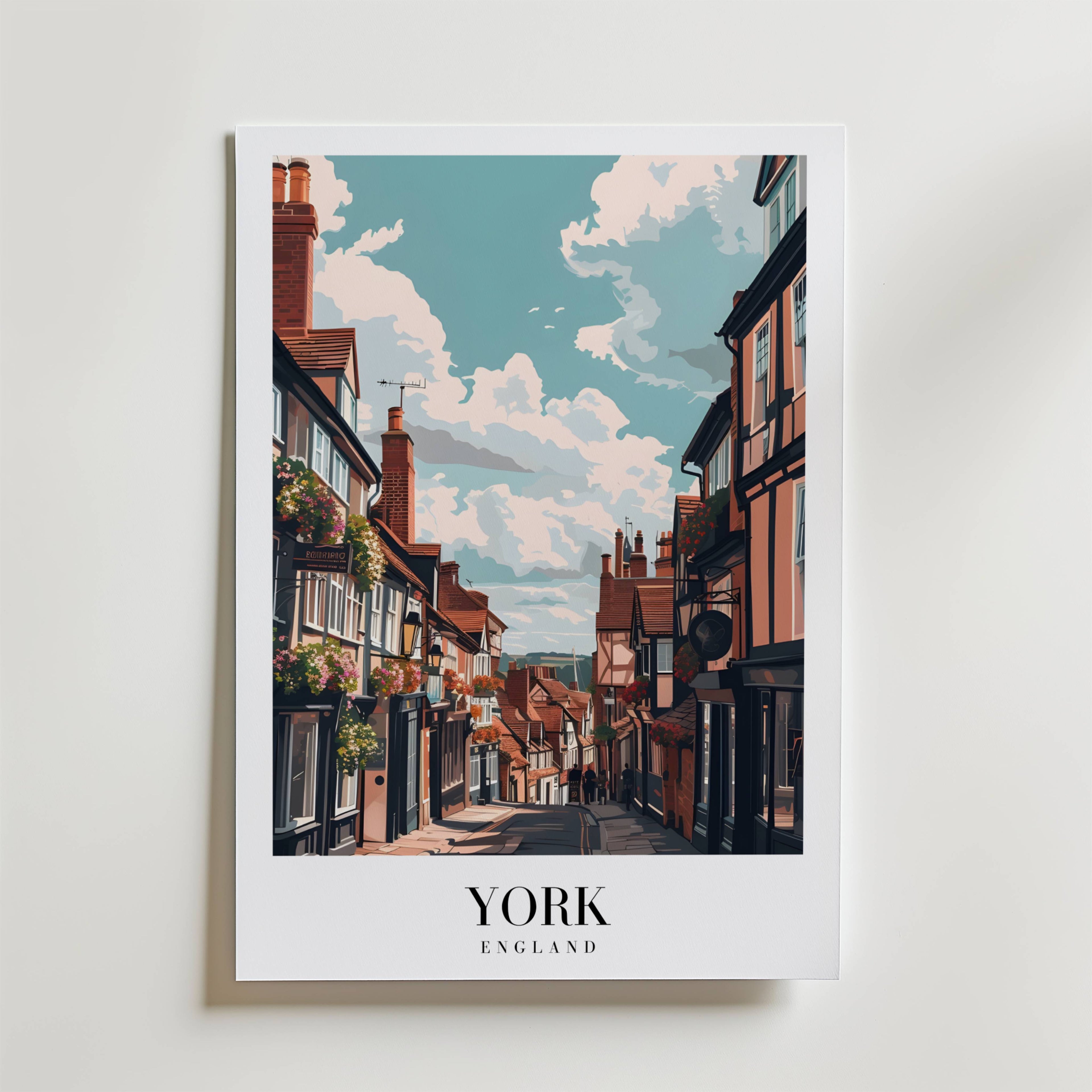 Streets Of York – stilfullt konsttryck från Bozetto, tryckt på matt finpapper i hög tryckkvalitet