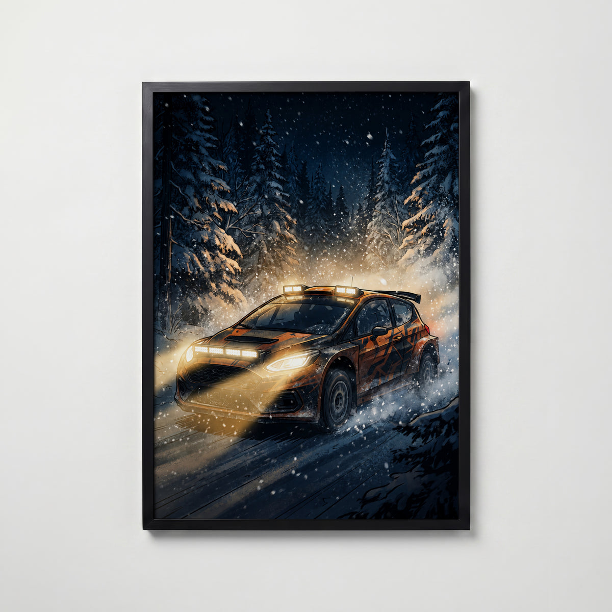 Snow Rally Poster – svart ram