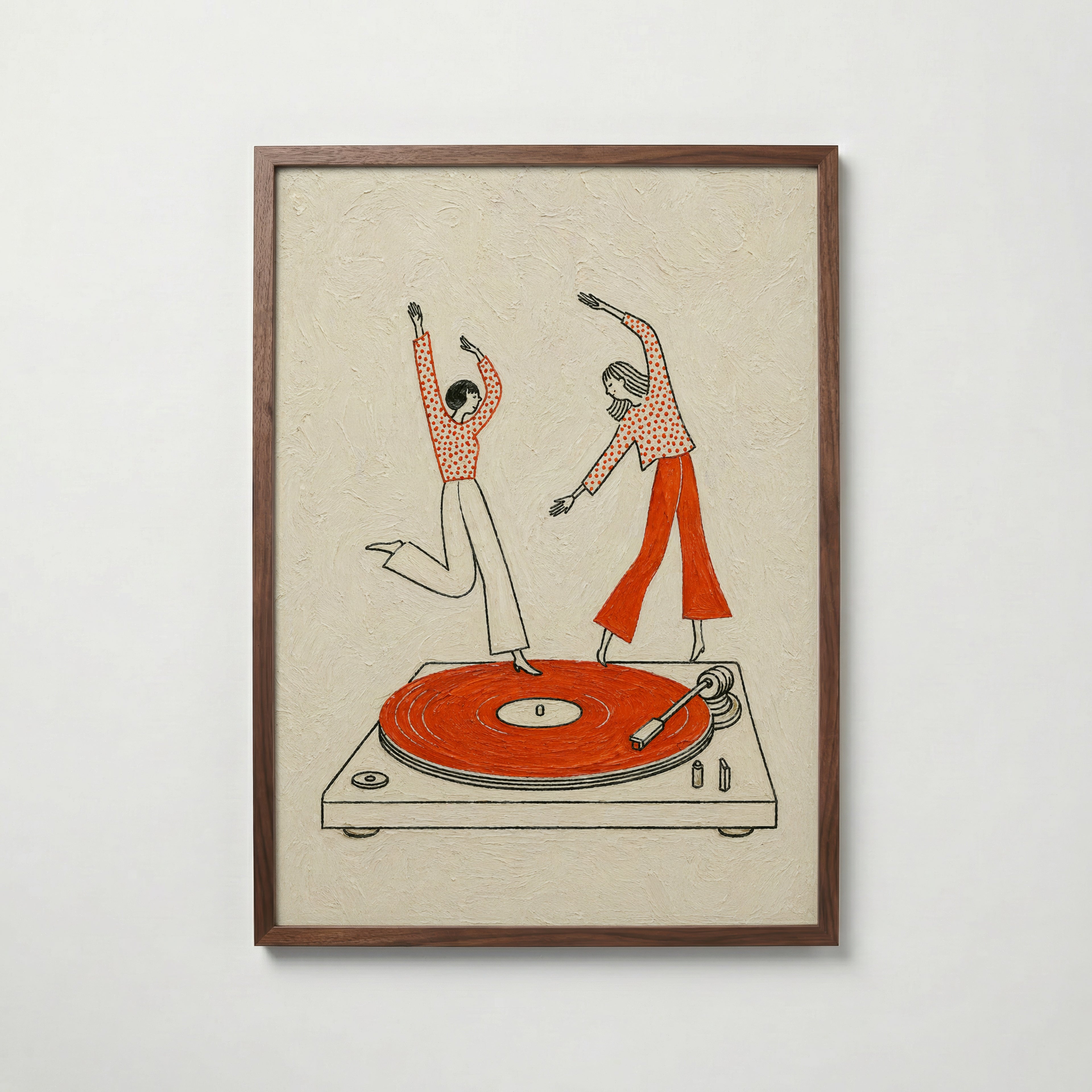 Vinyl Dance affisch i valnötsram – mörkbrun inramning med exklusiv känsla, Bozetto
