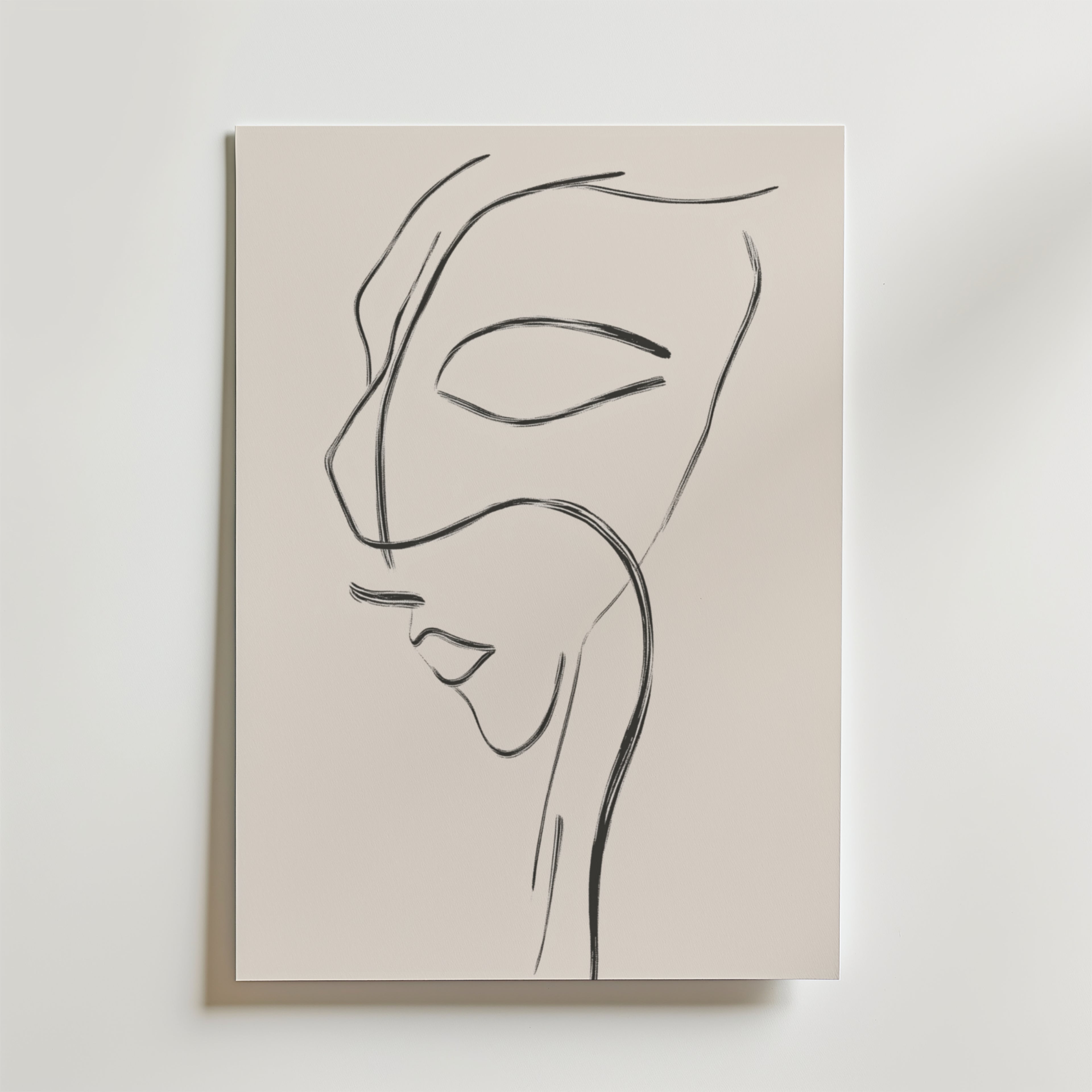 Elegant Line Art Face – stilfullt konsttryck från Bozetto, tryckt på matt finpapper