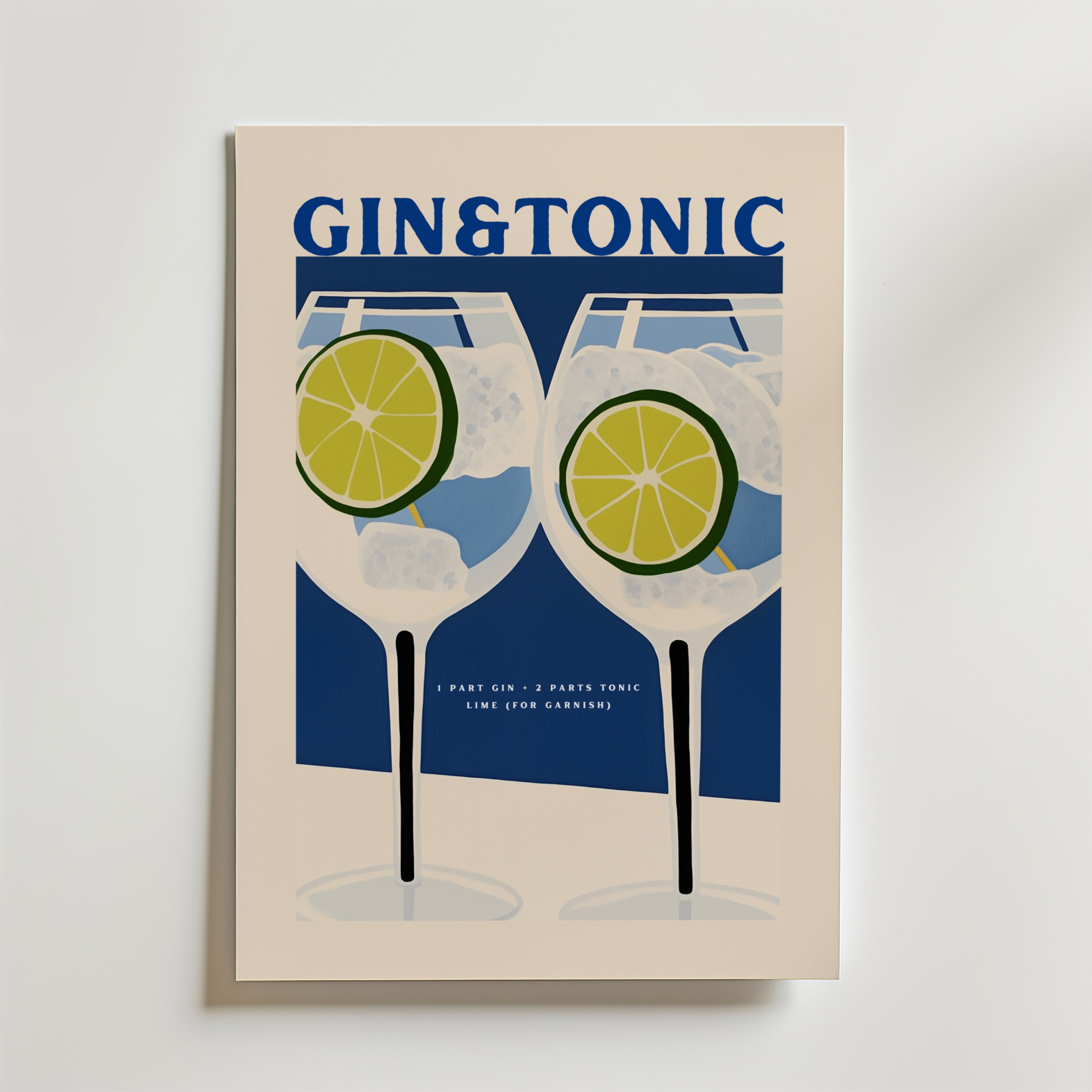 Gin & Tonic Cocktail – stilfullt konsttryck från Bozetto, tryckt på matt finpapper