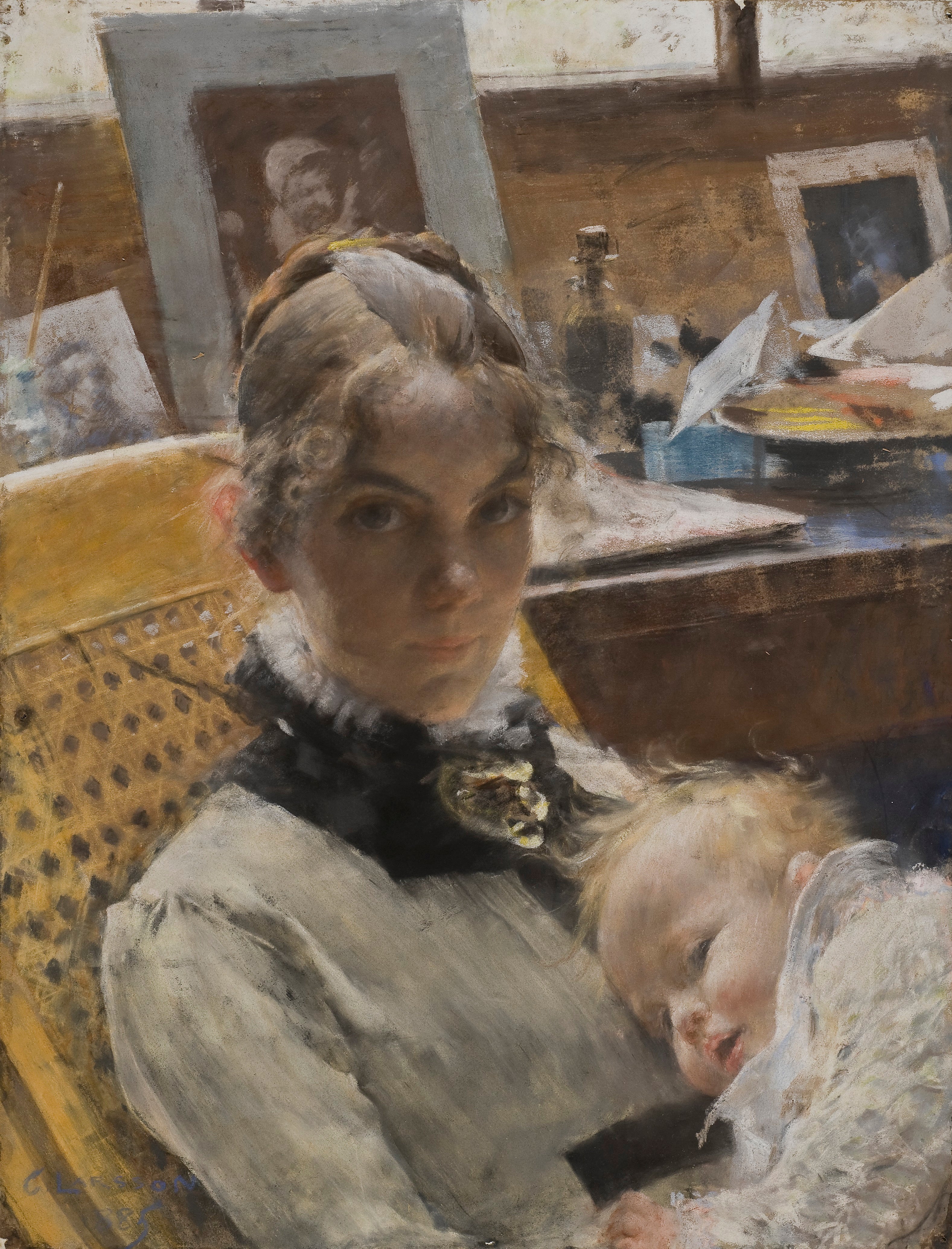 Carl Larsson Wife and their poster visad rakt fram – Bozetto affisch i hög tryckkvalitet