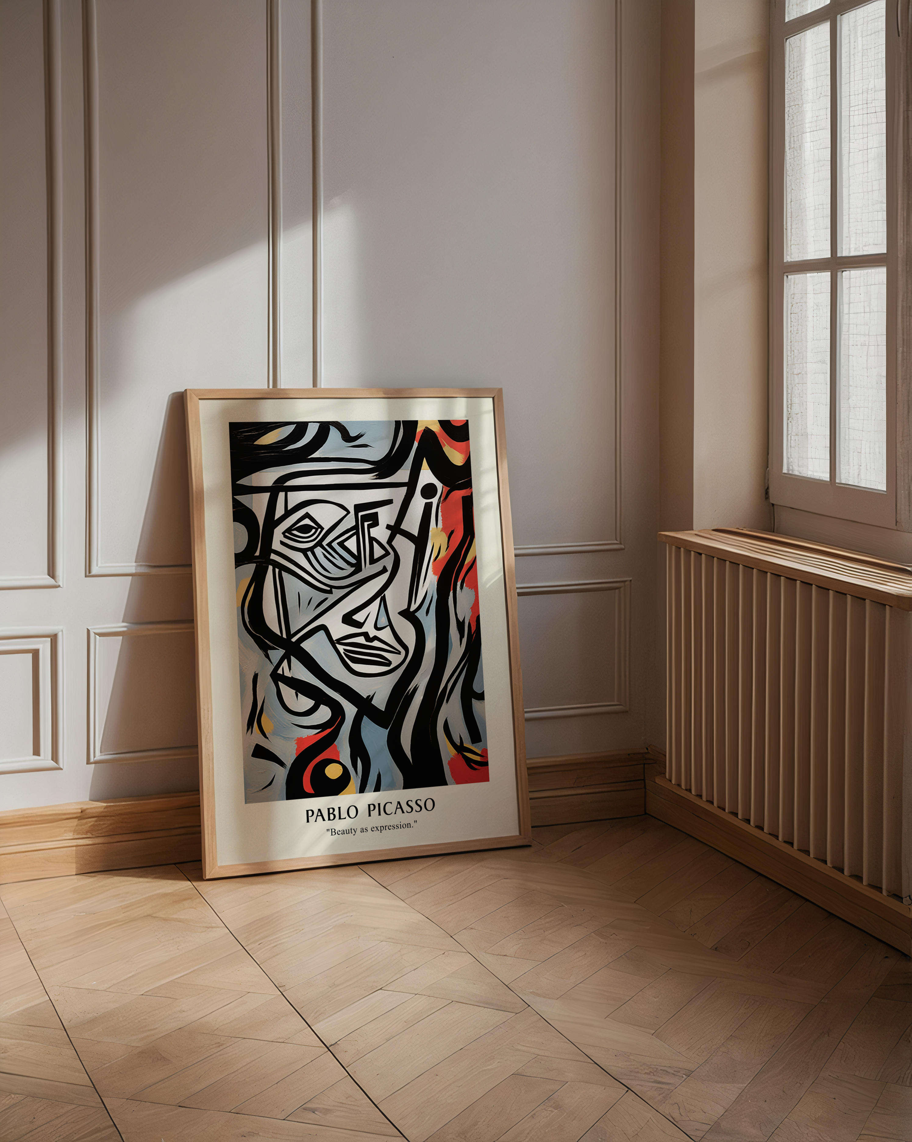 Mockup av Picasso Layers Of Emotion affisch på vägg – köp enkelt hos Bozetto i hög kvalitet
