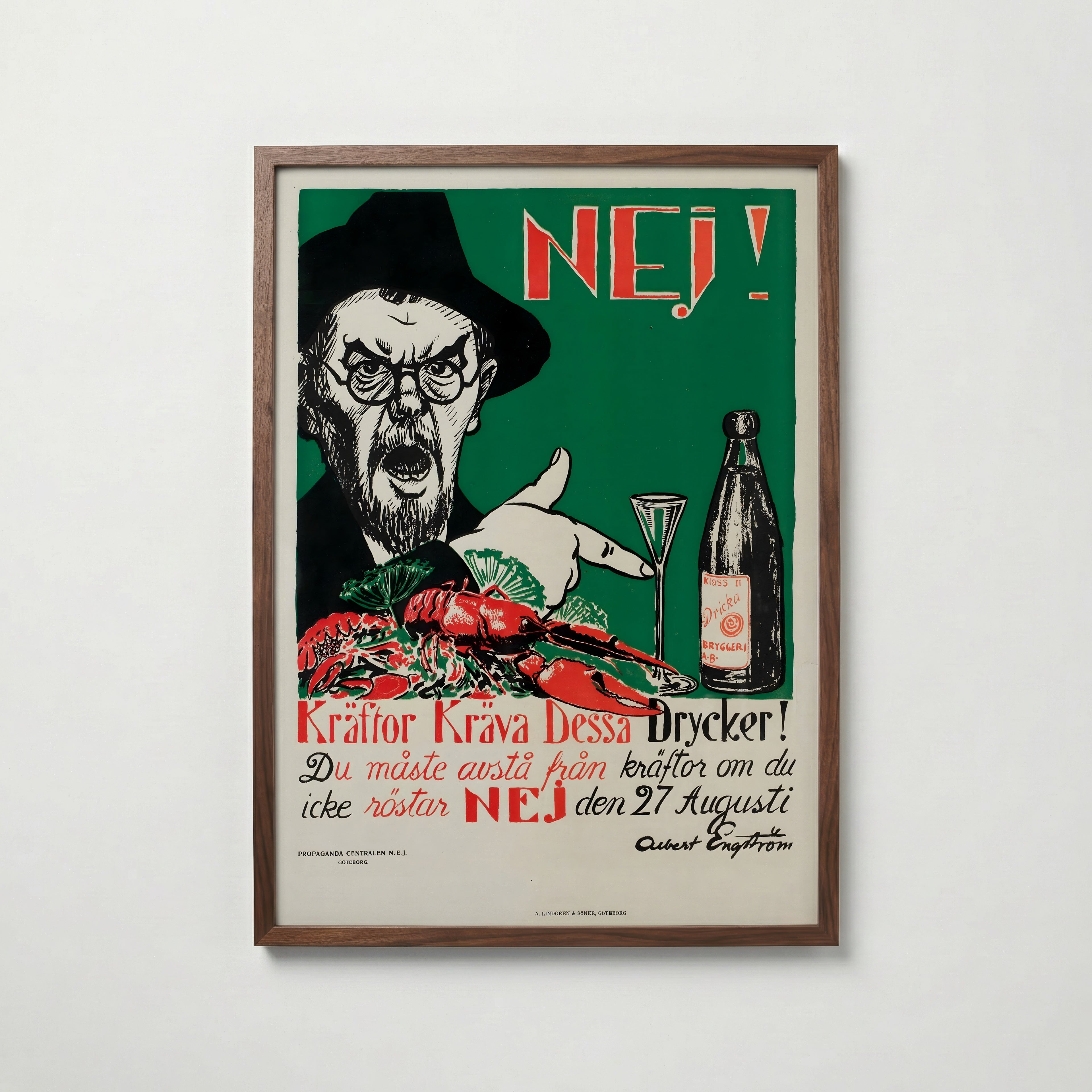 Albert Engström Kräftor Kräva poster visad rakt fram – Bozetto affisch i hög tryckkvalitet