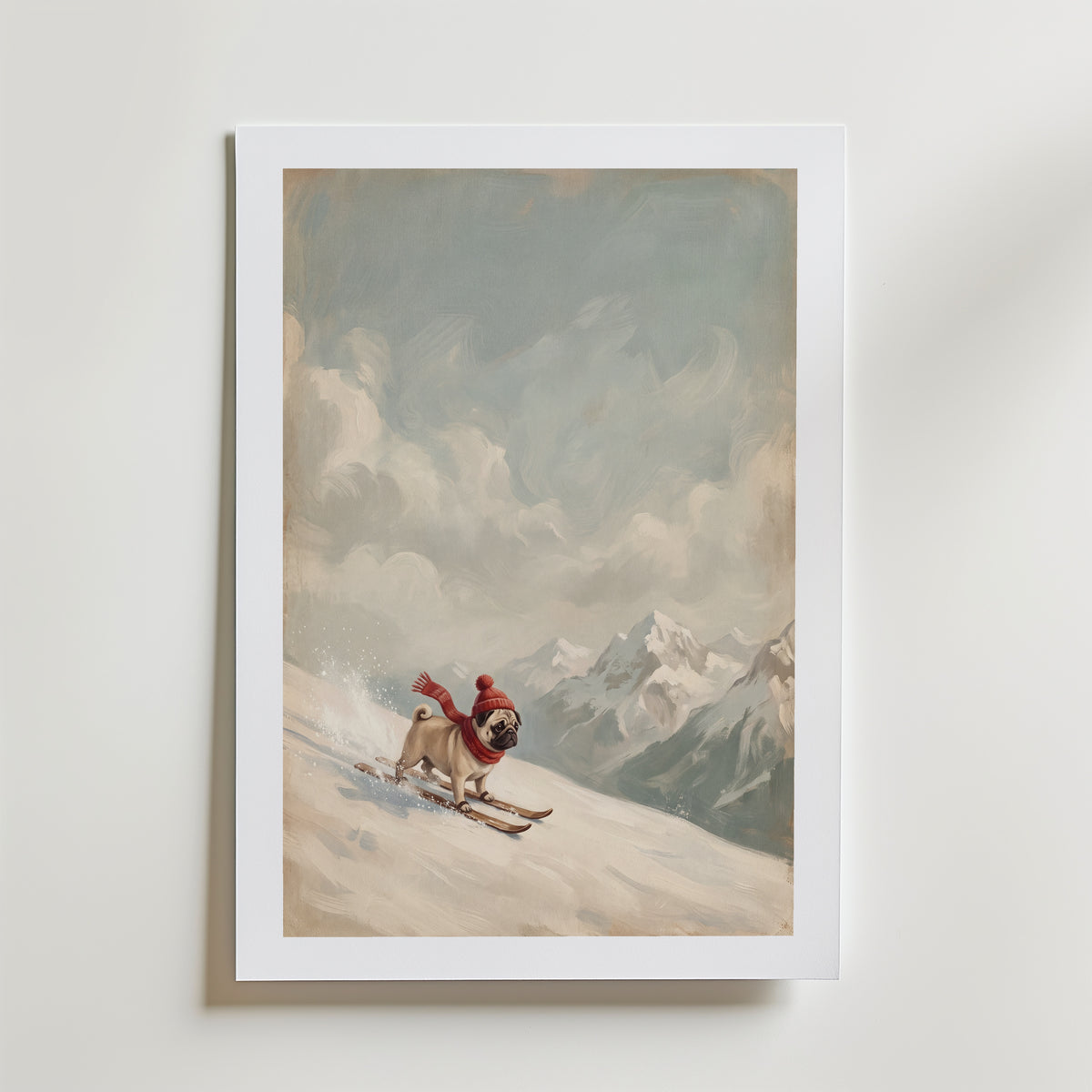 Apres-Ski Pug Poster – med passepartout