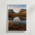 Autumn Mountains Mirror Lake affisch i neutral inramning – konsttryck från Bozetto