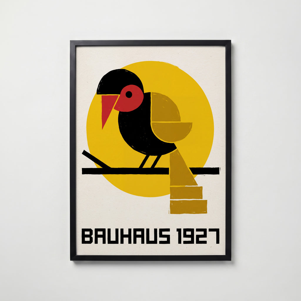 Bauhaus Bird Poster – svart ram