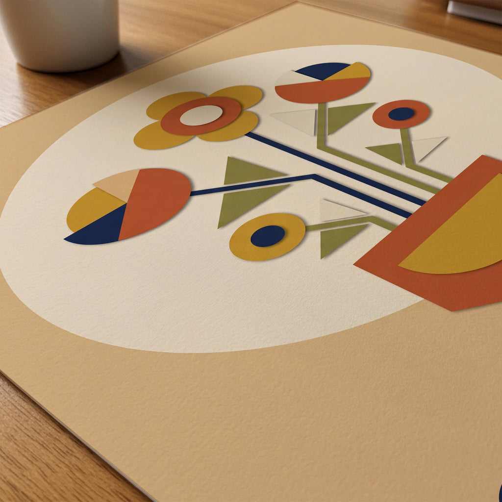 Bauhaus Flowerpot Poster – närbild på papper