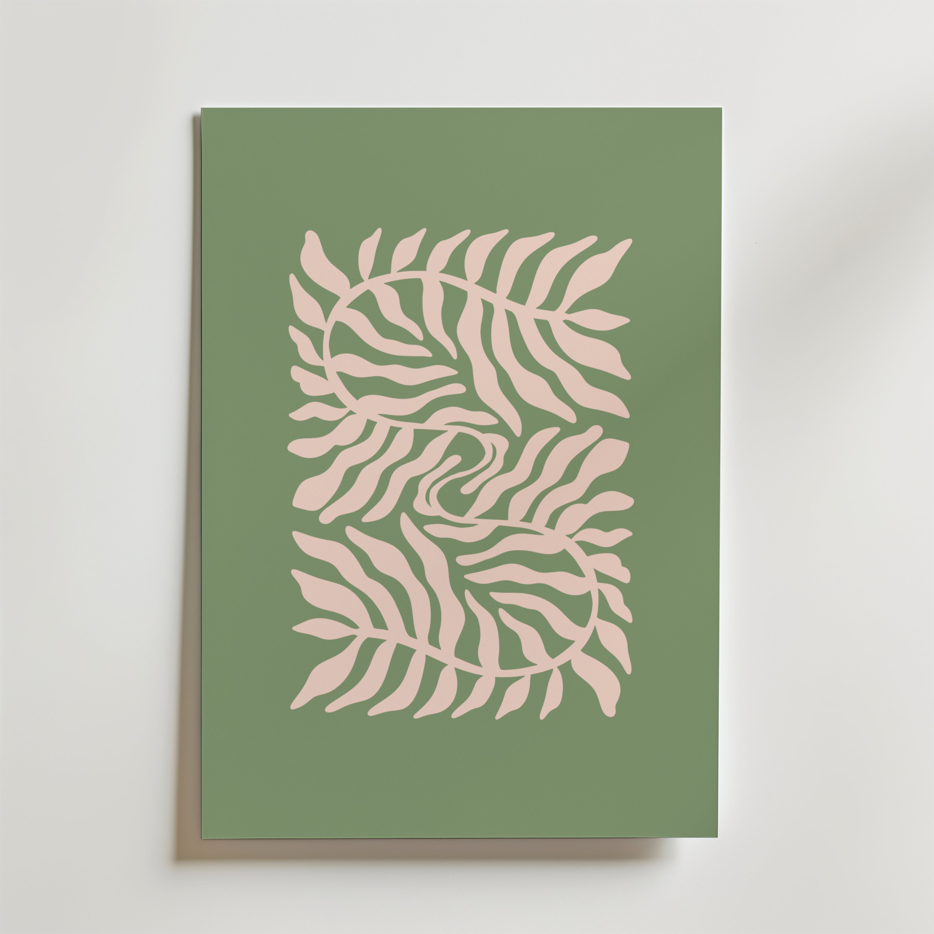 Leaf Swirl – stilfullt konsttryck från Bozetto, tryckt på matt finpapper i hög tryckkvalitet