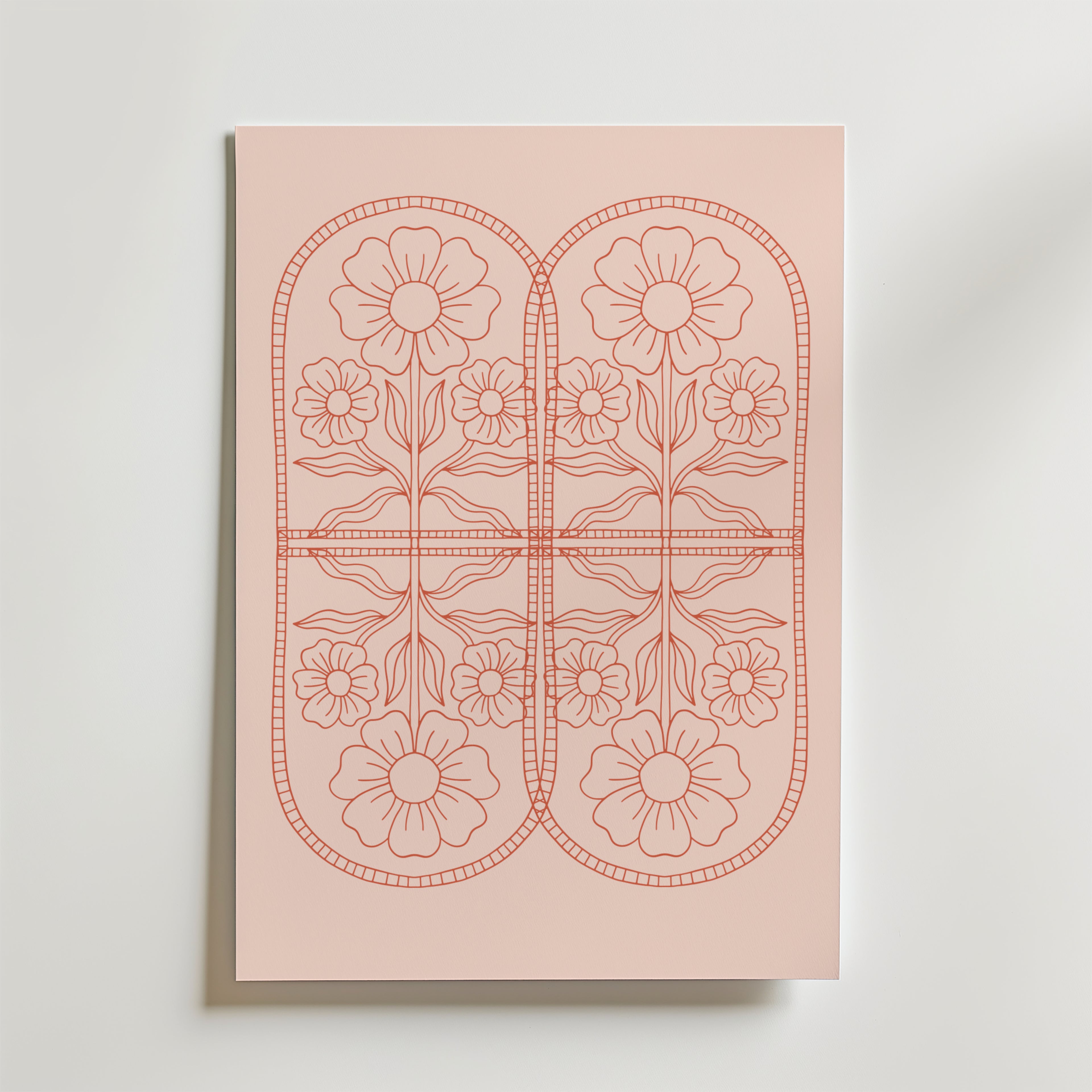Ornamental Flower Symmetry – stilfullt konsttryck från Bozetto, tryckt på matt finpapper