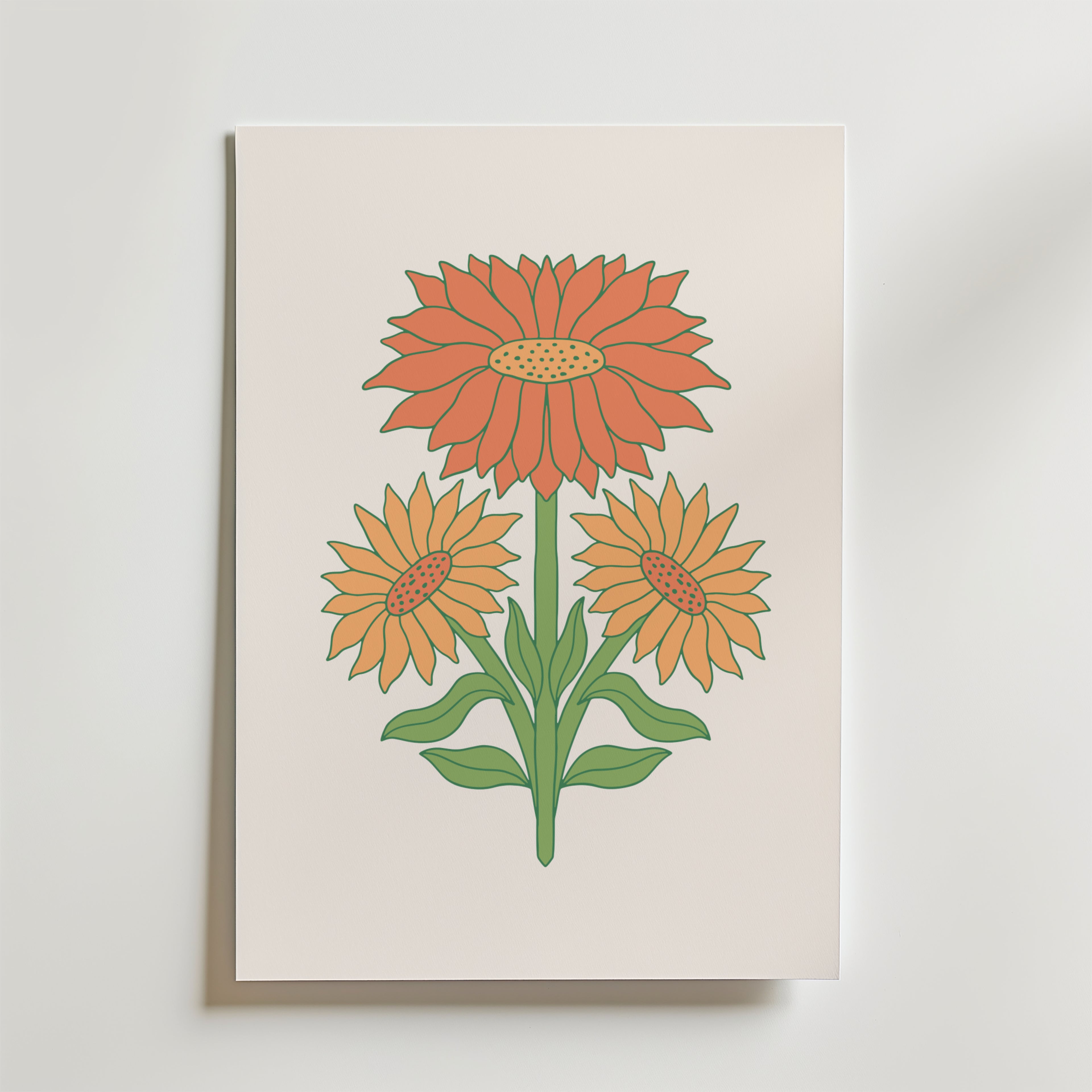 Sunburst Blooms – stilfullt konsttryck från Bozetto, tryckt på matt finpapper i hög tryckkvalitet