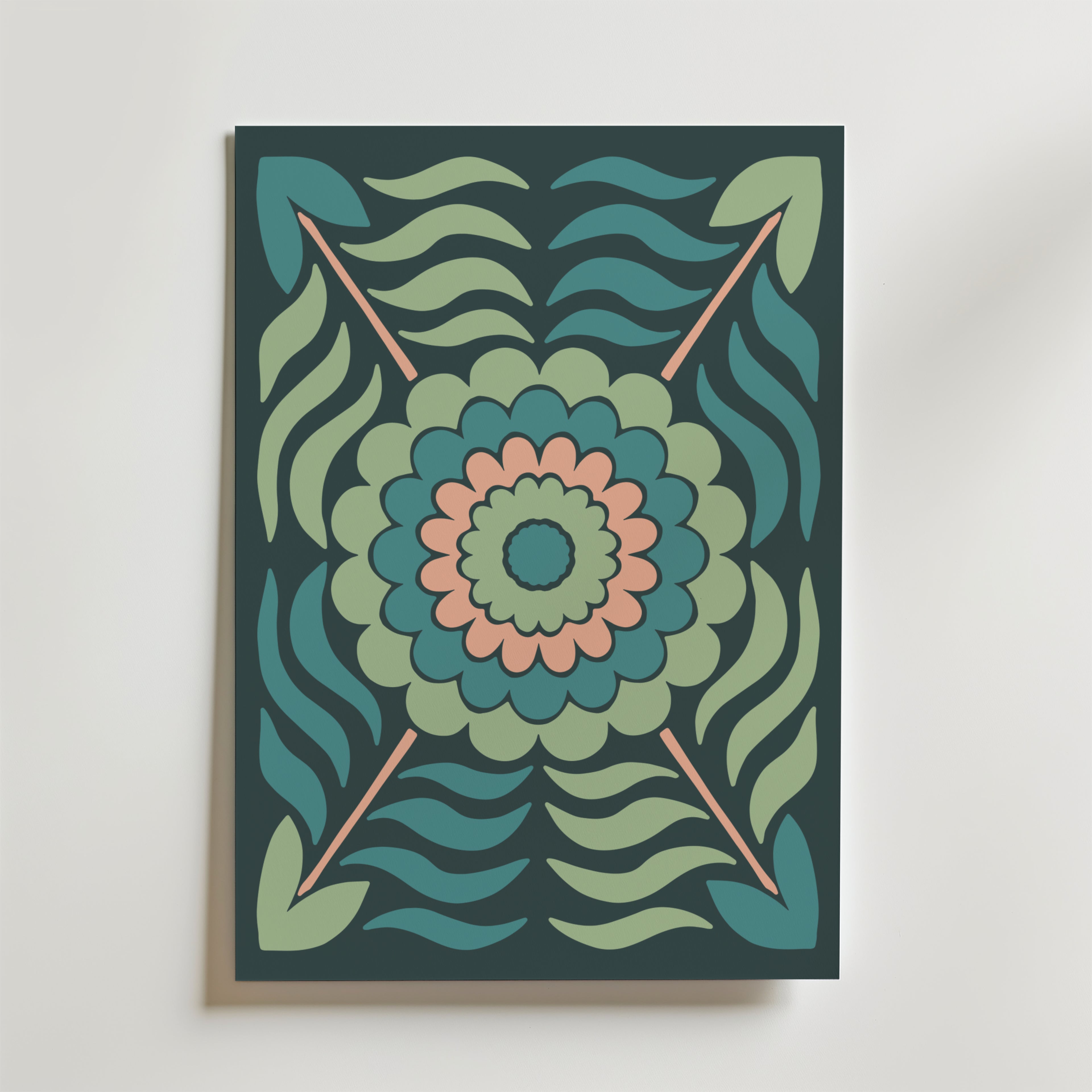 Midnight Bloom Pattern – stilfullt konsttryck från Bozetto, tryckt på matt finpapper