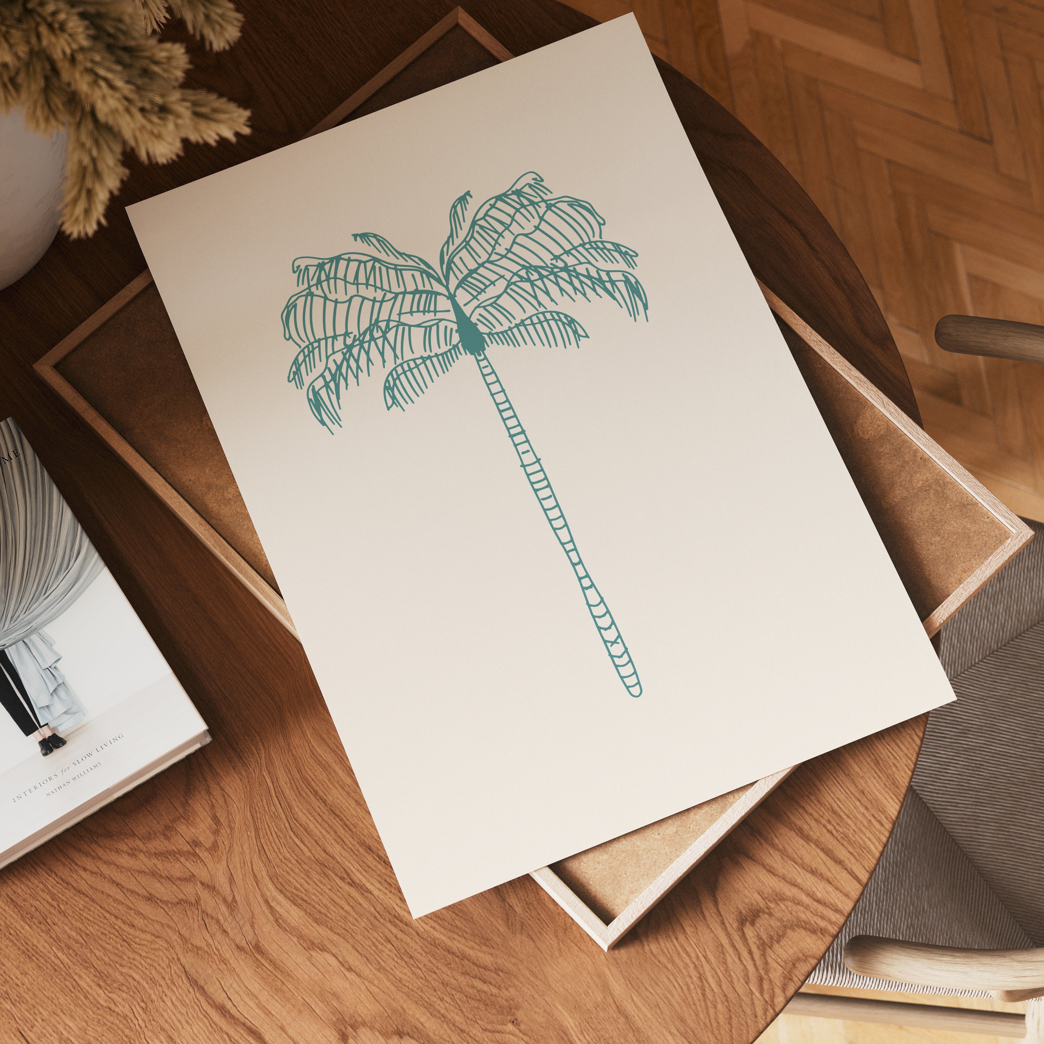 Palmtree Minimalism poster visad rakt fram – Bozetto affisch i hög tryckkvalitet