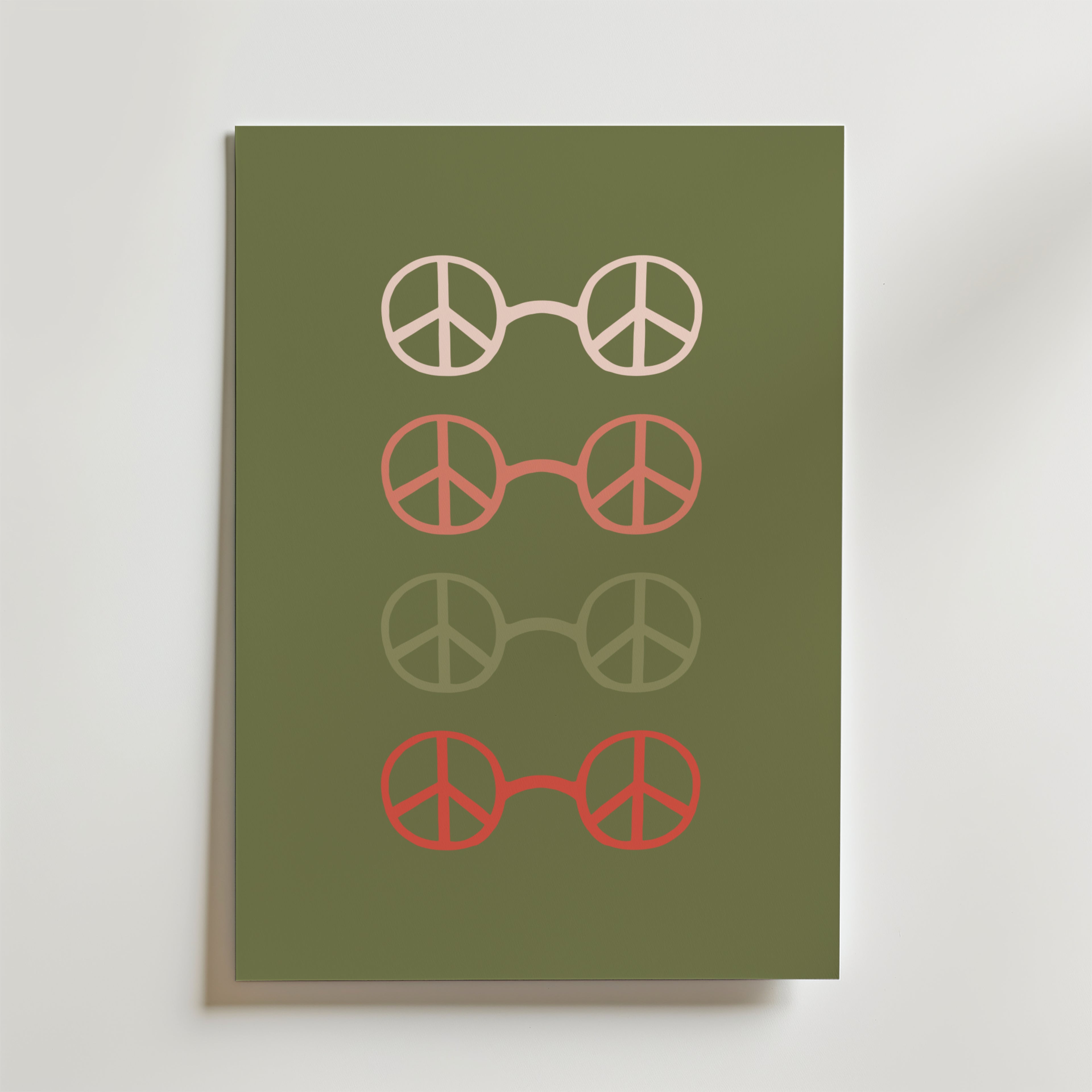 Peace Circles Olive Green – stilfullt konsttryck från Bozetto, tryckt på matt finpapper