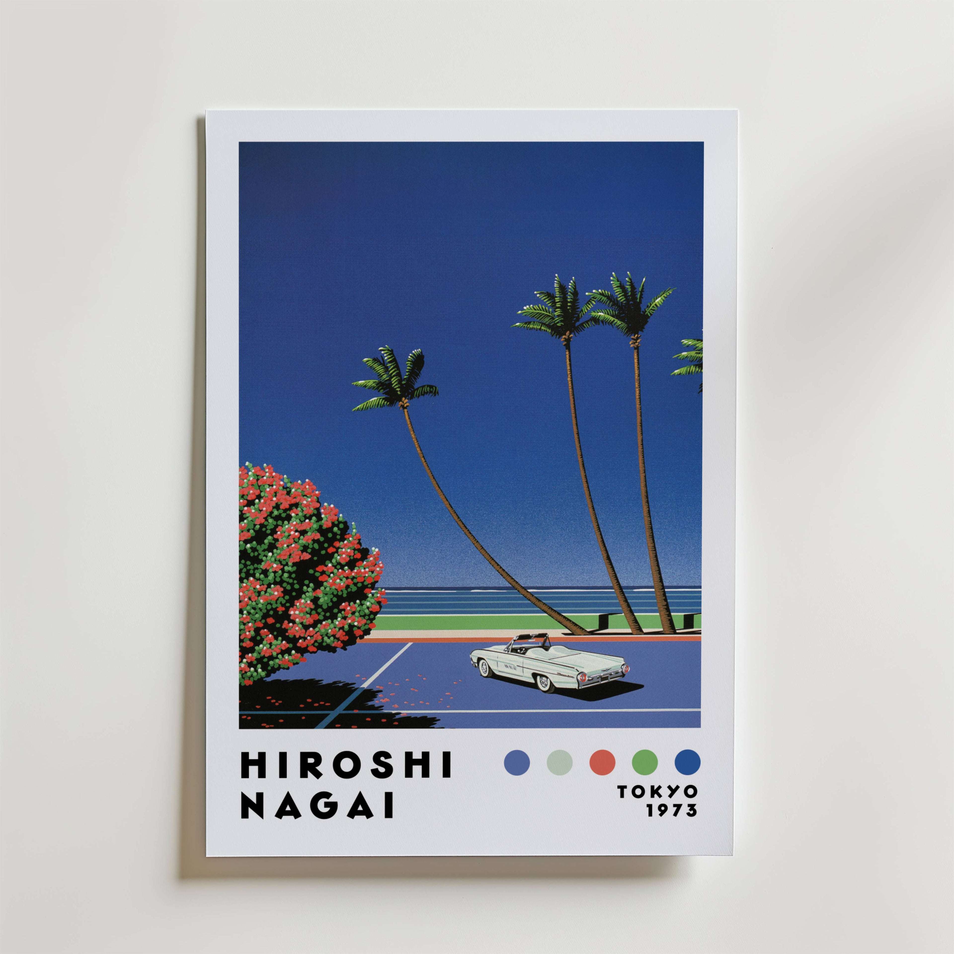 Mockup av Hiroshi Nagai Seaside Drive affisch på vägg – köp enkelt hos Bozetto i hög kvalitet
